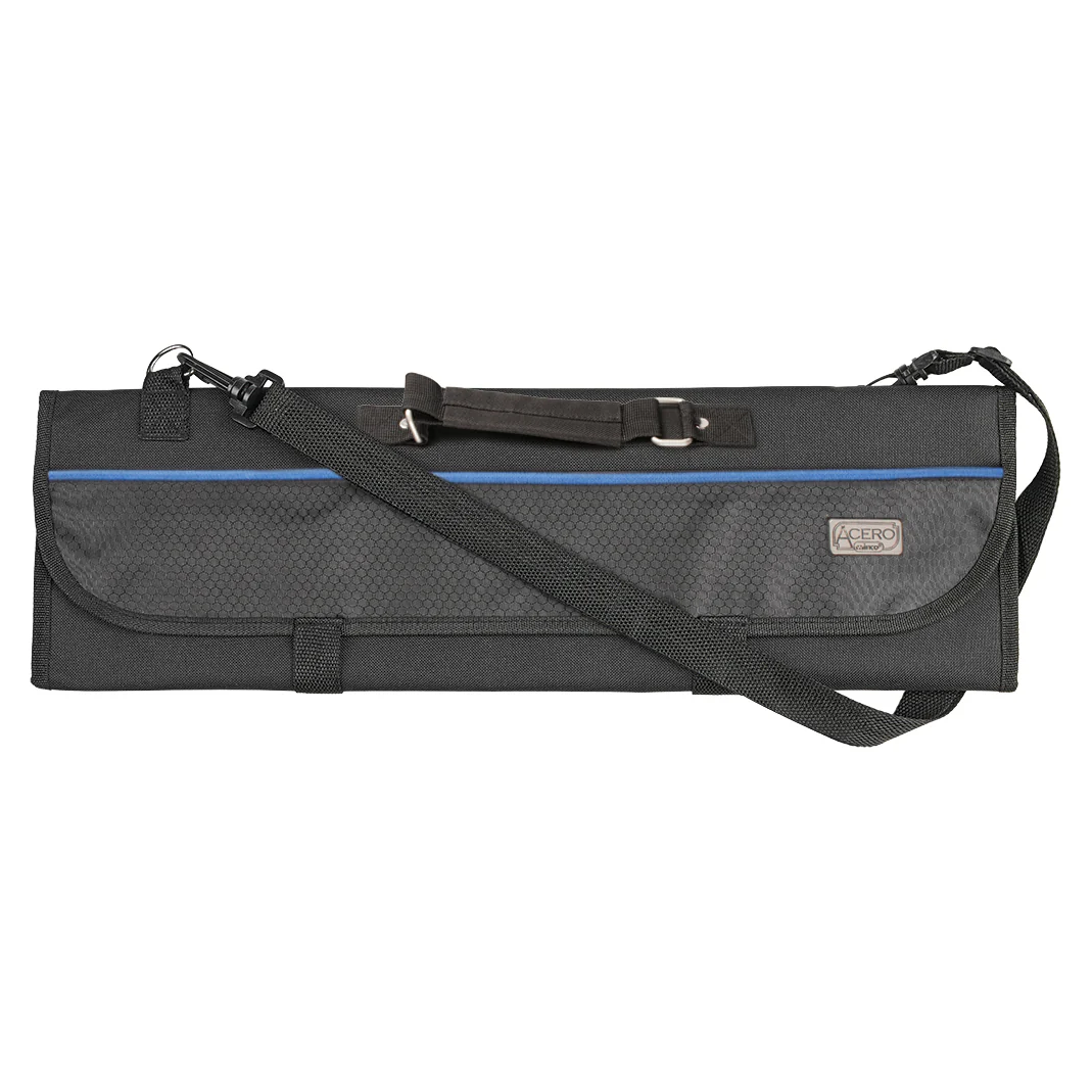 Winco 8-Slot Professional Knife Roll Bag - Durable Black Polyester - Image 2