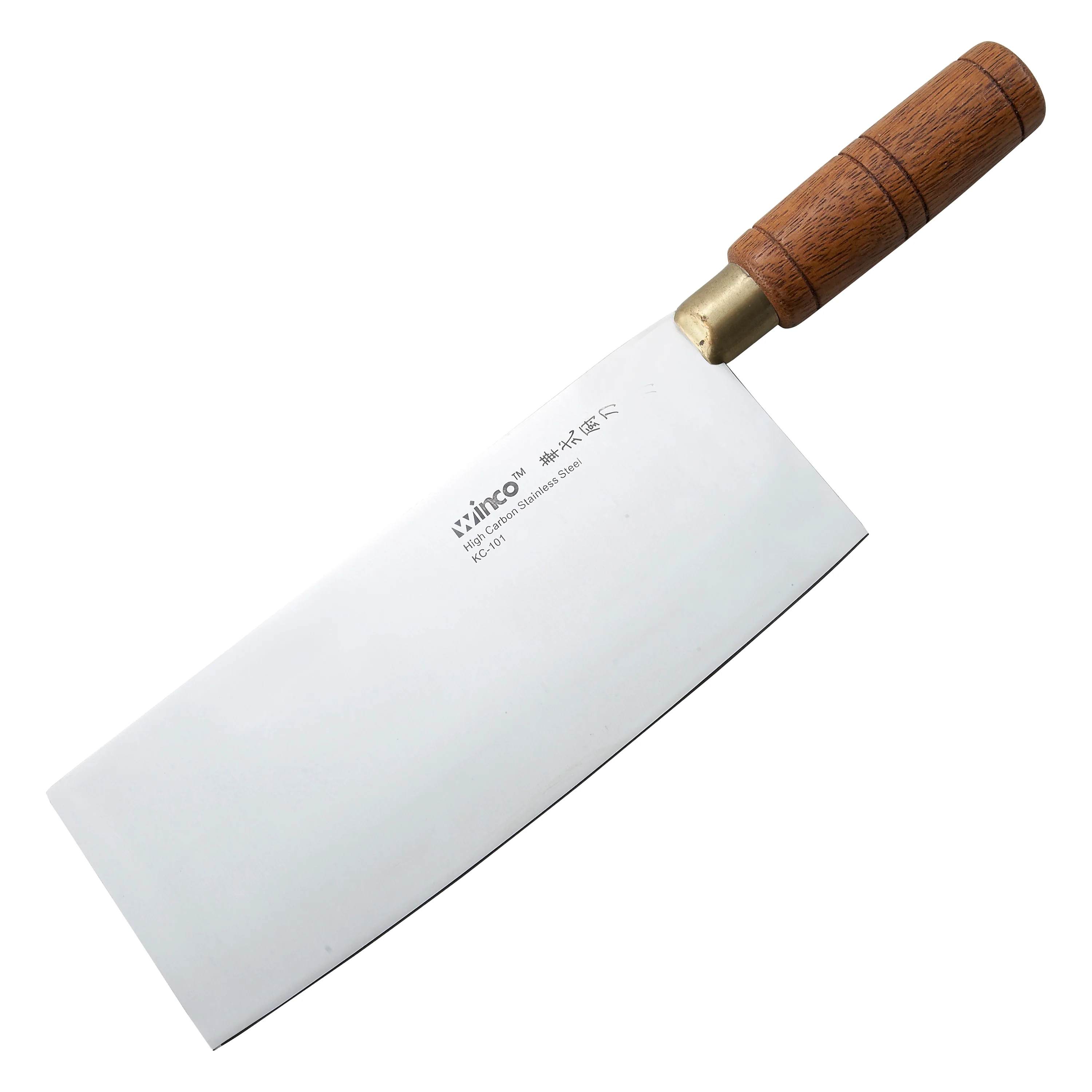 Winco KC-101 8 Inch Blade 3-1/2 Inch Wide Wooden Handle Knife Stainless Steel - Image 2
