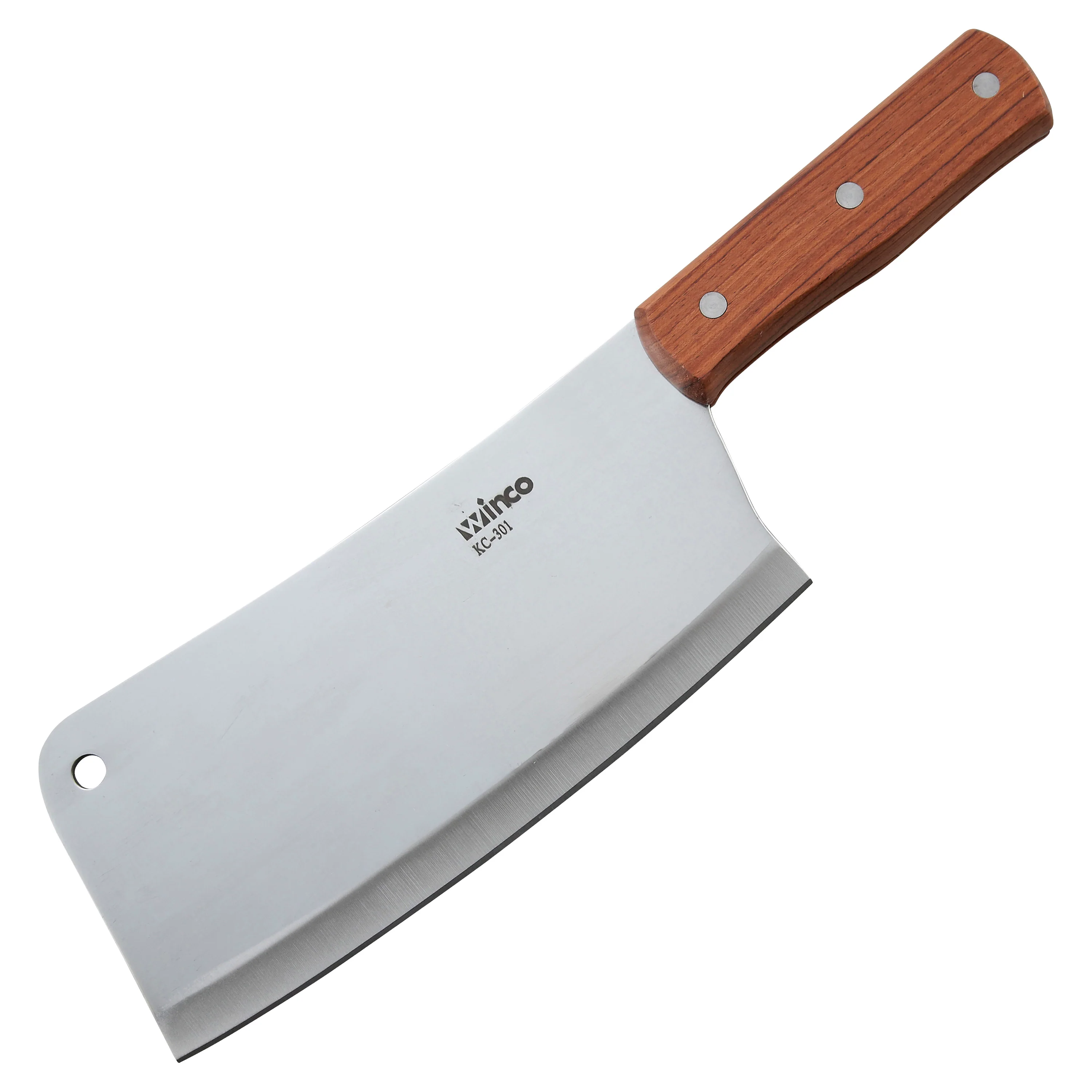 Heavy-Duty Cleaver - Winco KC-301 8" x 3-1/2" Blade, Wooden Handle
