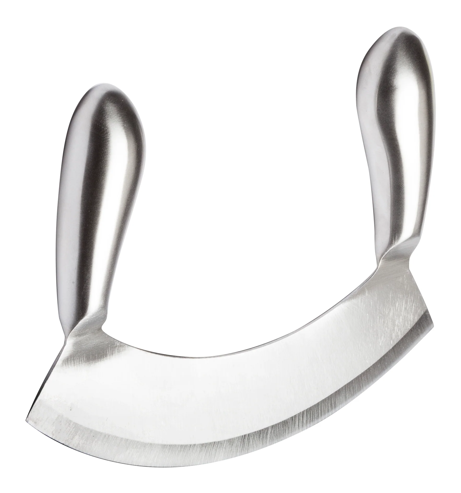 Winco KCC-3 6-9/10 Inch Blade Single Blade Mezzaluna Knife with Handle Stainless Steel - Image 3