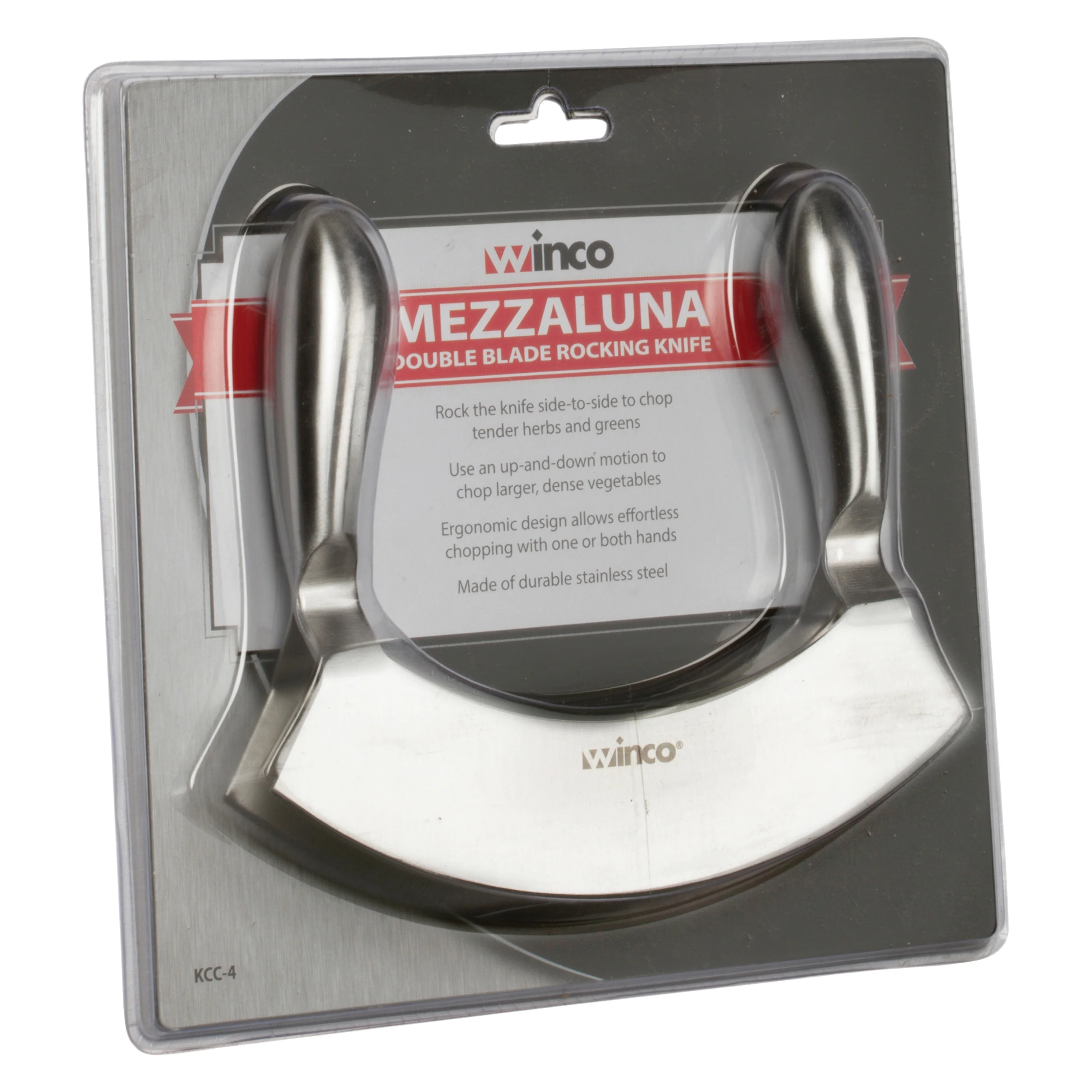 Winco KCC-4 6-9/10 Inch Blade 5-4/5 Inch Knife Double Blade with Handle Stainless Steel - Image 3