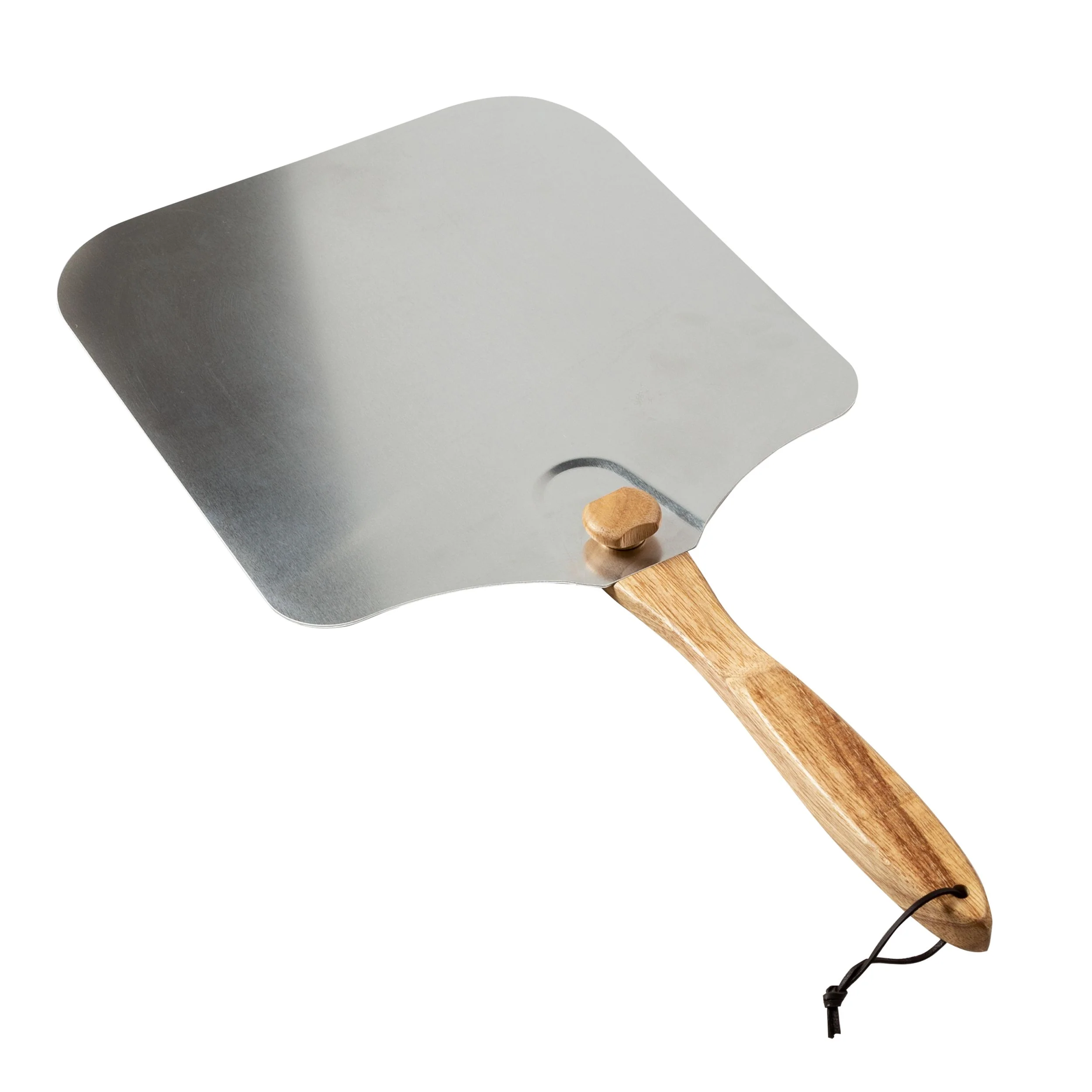 Winco KCH-08436 14 Inch Aluminum Folding Handle Pizza Peel with Wood Handle - Image 2