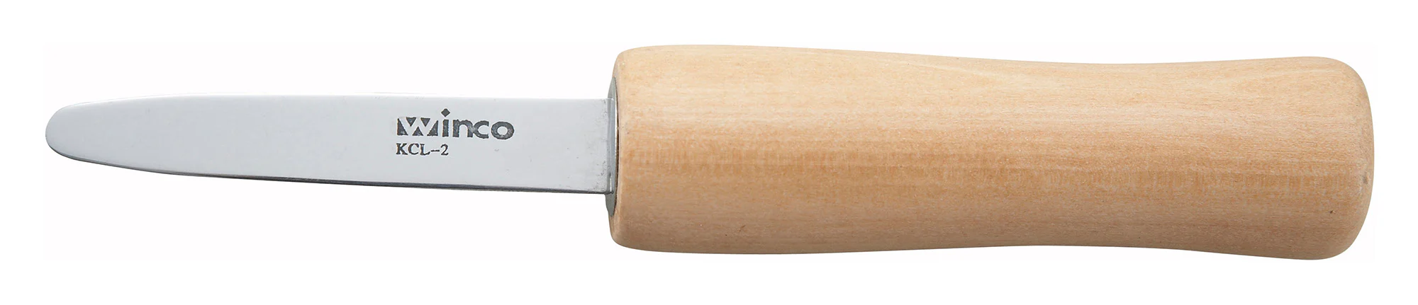 Winco KCL-2 2-7/8 Inch Blade 6-5/8 Inch Overall Length Oyster Clam Knife Wood Handle Stainless Steel
