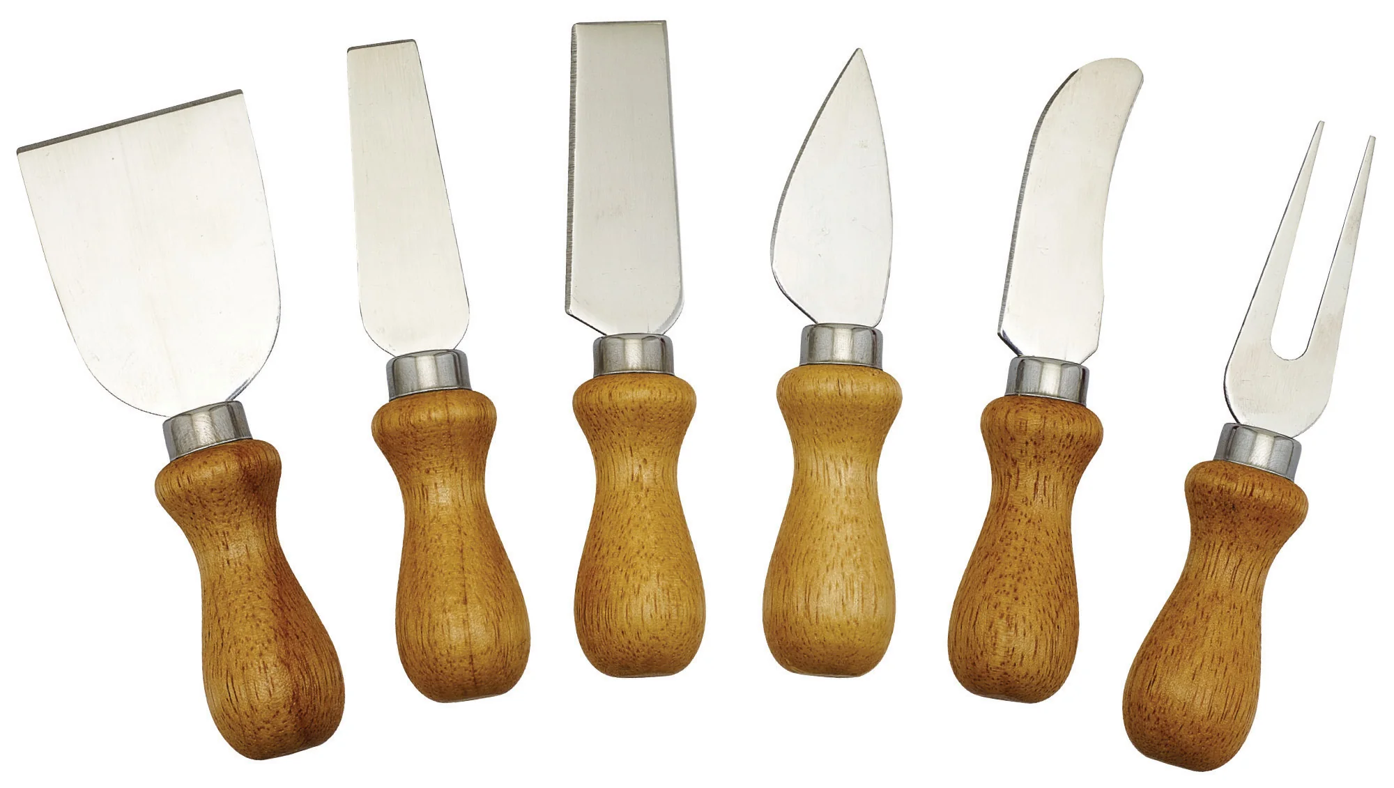Winco KCS-6W 6 to 9 Inch Cheese Knife Set with Wooden Handles Stainless Steel Blades - Image 2