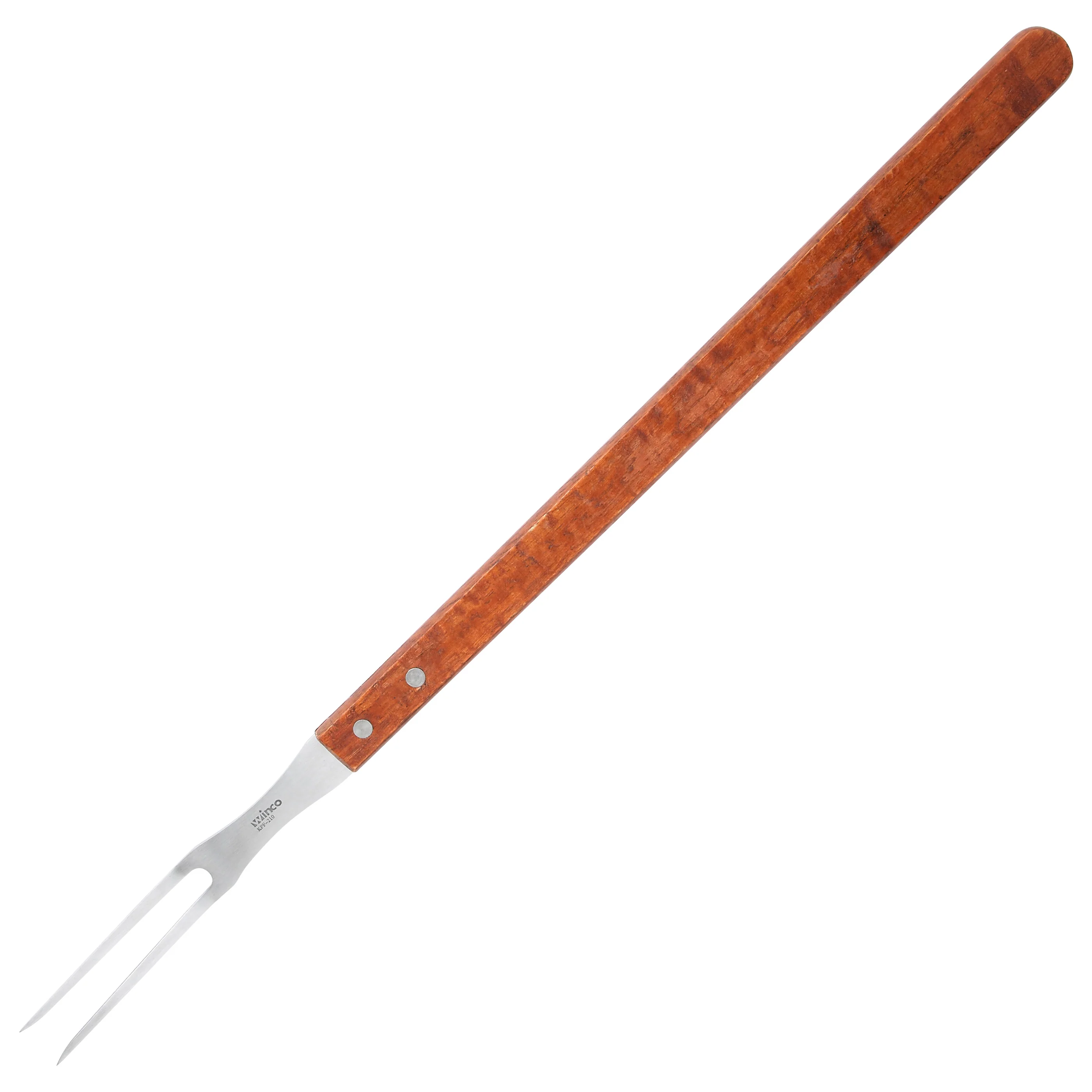 Winco KPF-210 21-7/8 Inch Pot Fork Wood Handle Stainless Steel Tool - Image 2