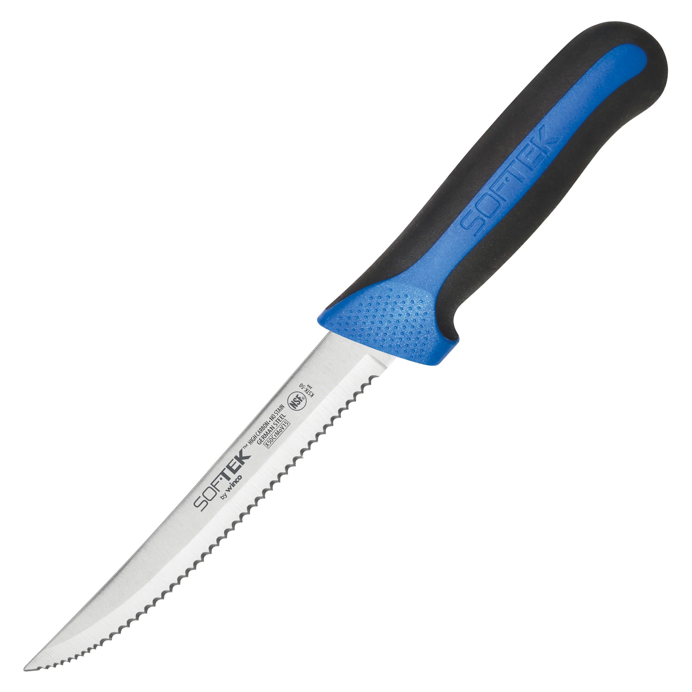 Winco KSTK-50 5-1/2 Inch Serrated Utility Knife High Carbon Steel Ergonomic Handle - Image 2