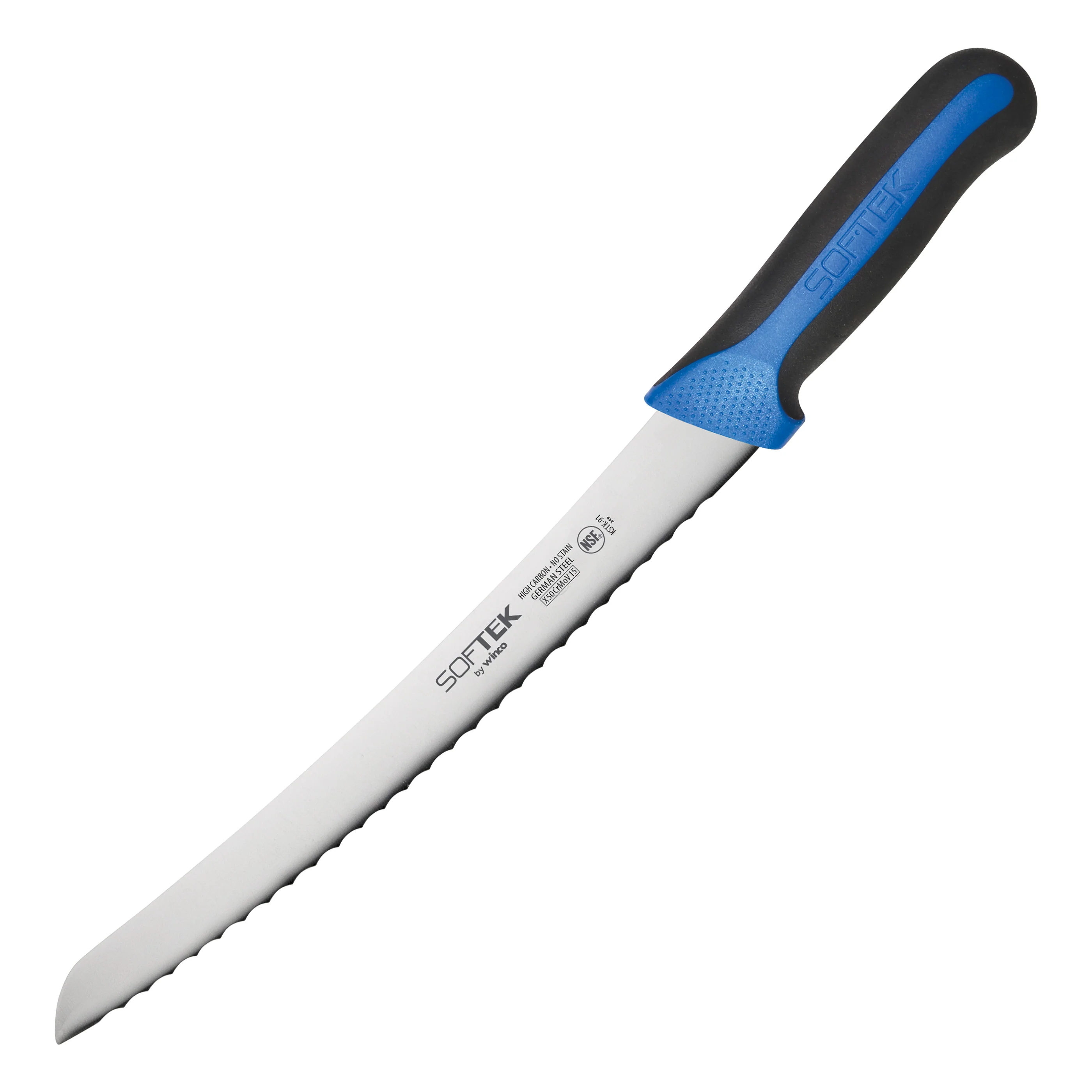 Winco KSTK-91 9-1/2 Inch Blade Curved High Carbon Bread Knife with Non-slip Handle - Image 2
