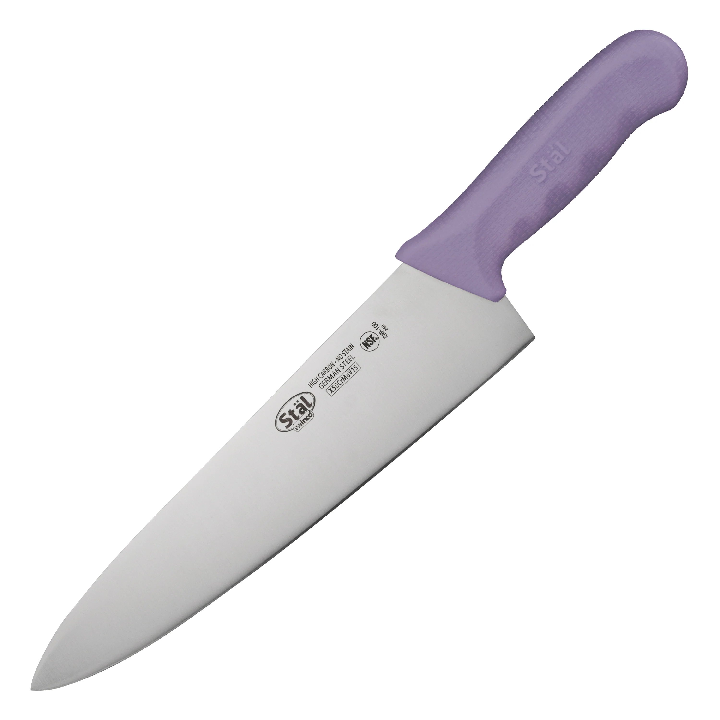 Winco KWP-100P 10 Inch Blade Polypropylene Purple Handle Chef Knife - Image 2