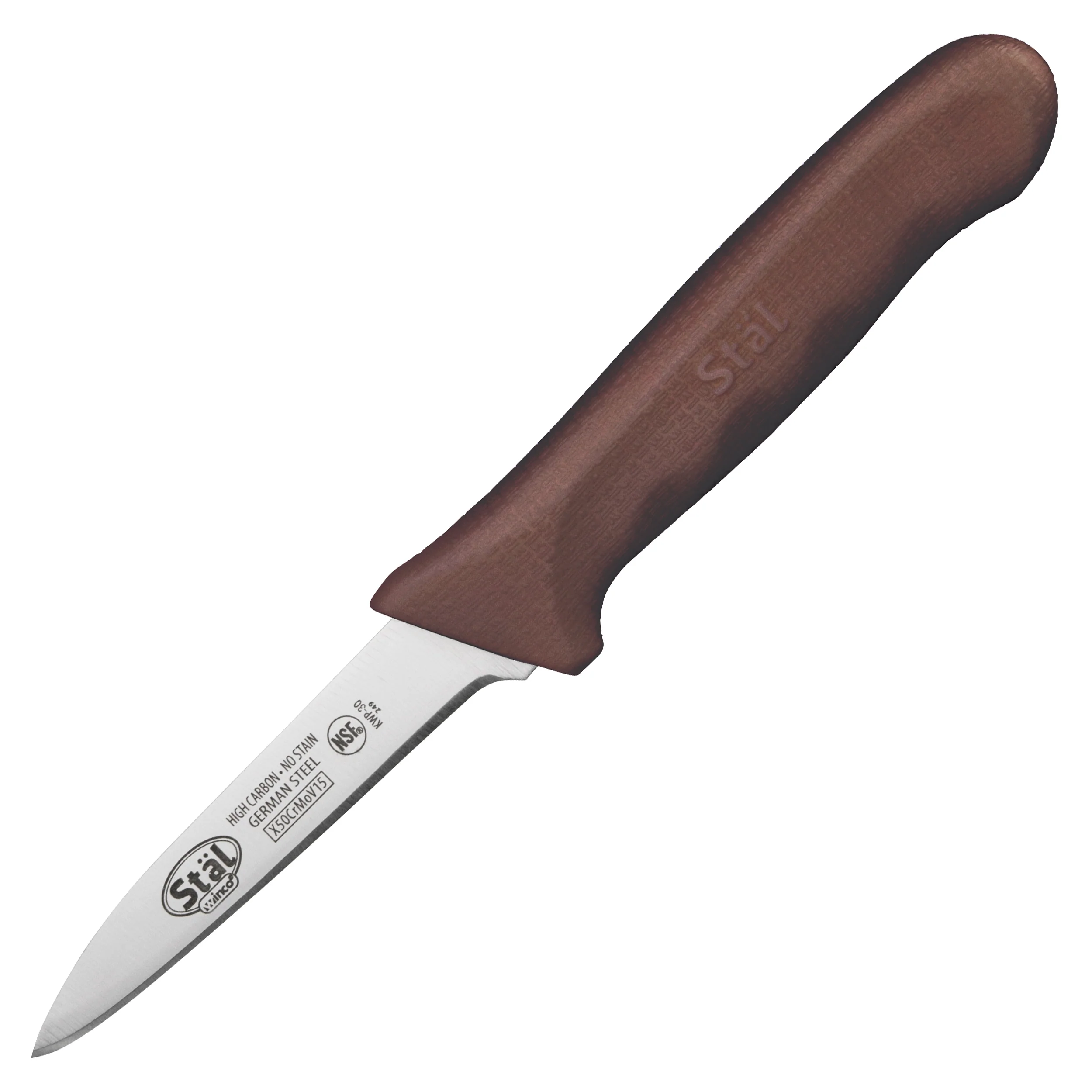 Winco KWP-30N 3-1/4 Inch Blade Polypropylene Handle Paring Knife Brown - Image 2