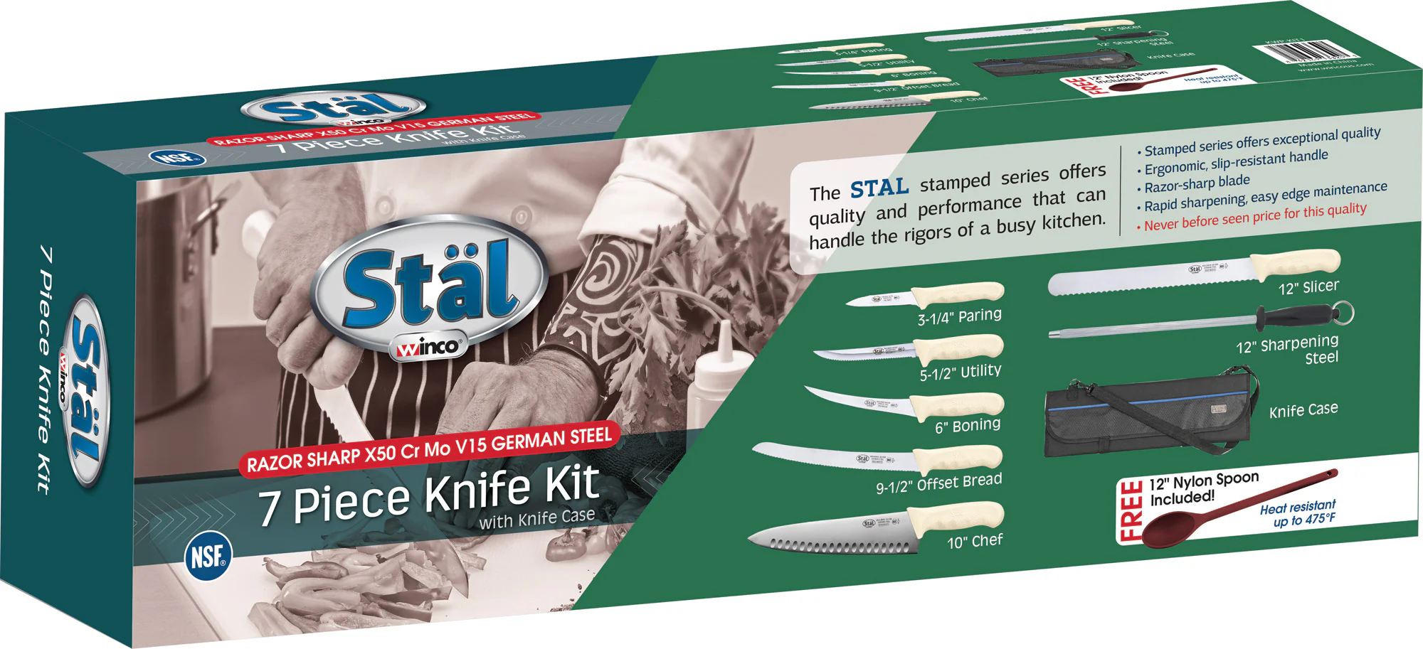 Winco KWP-KIT1 9-pc Knife Set with 3-1/4 Inch Paring Knife High Carbon Steel - Image 2