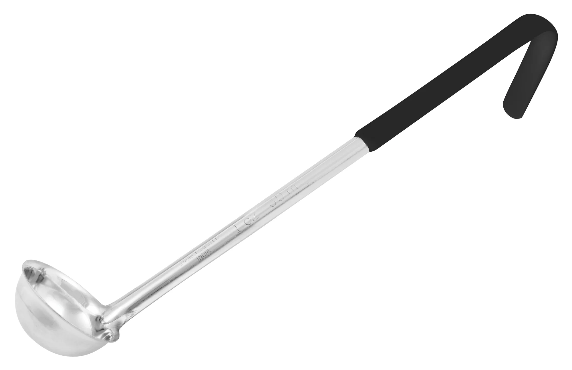 Winco LDCN-8K 8 Oz Ladle One-piece Stainless Steel Black with Ergonomic Handle - Image 2