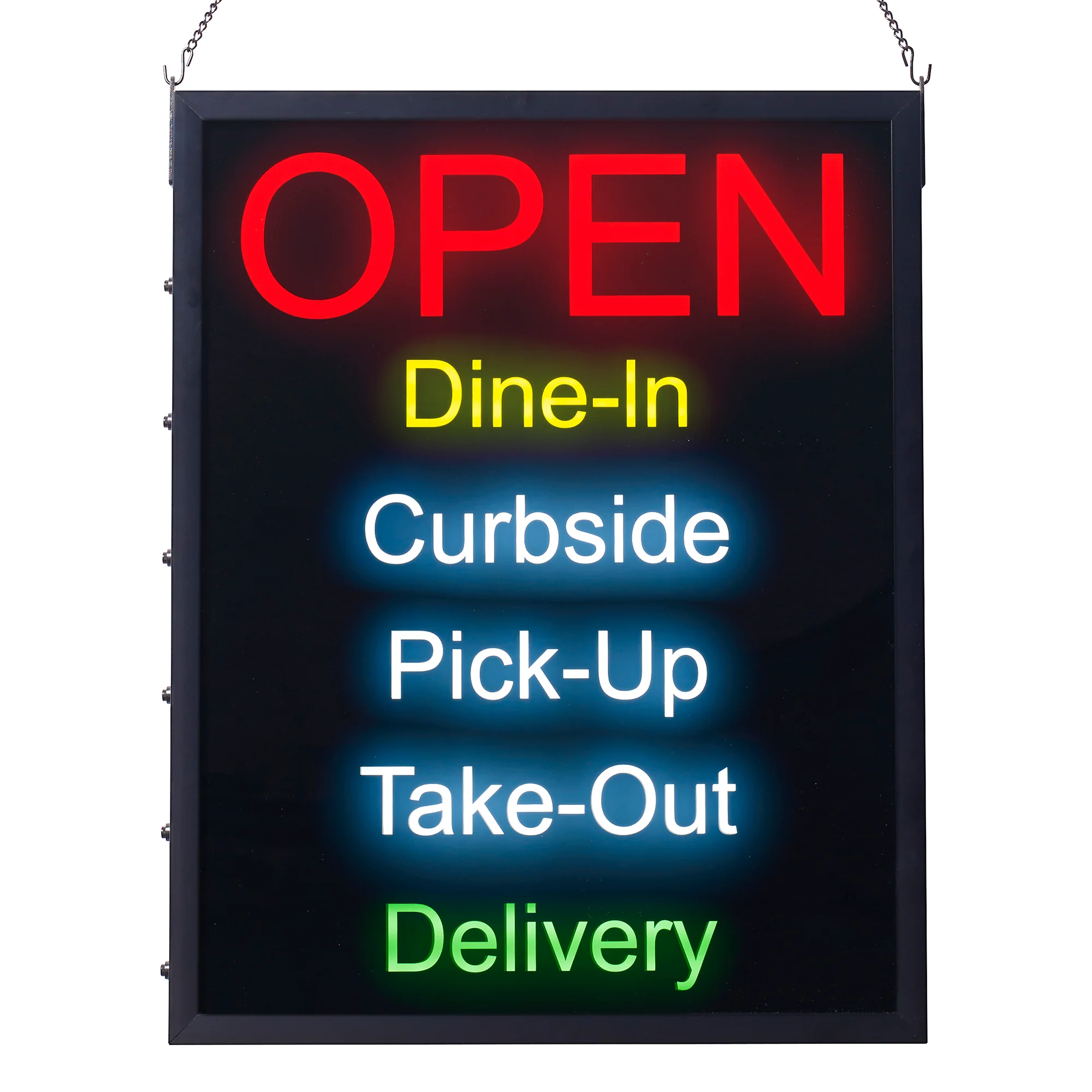 Winco LED-20 19 Inch LED Sign Rectangular Open Dine-In Curbside Take-Out Delivery - Image 2