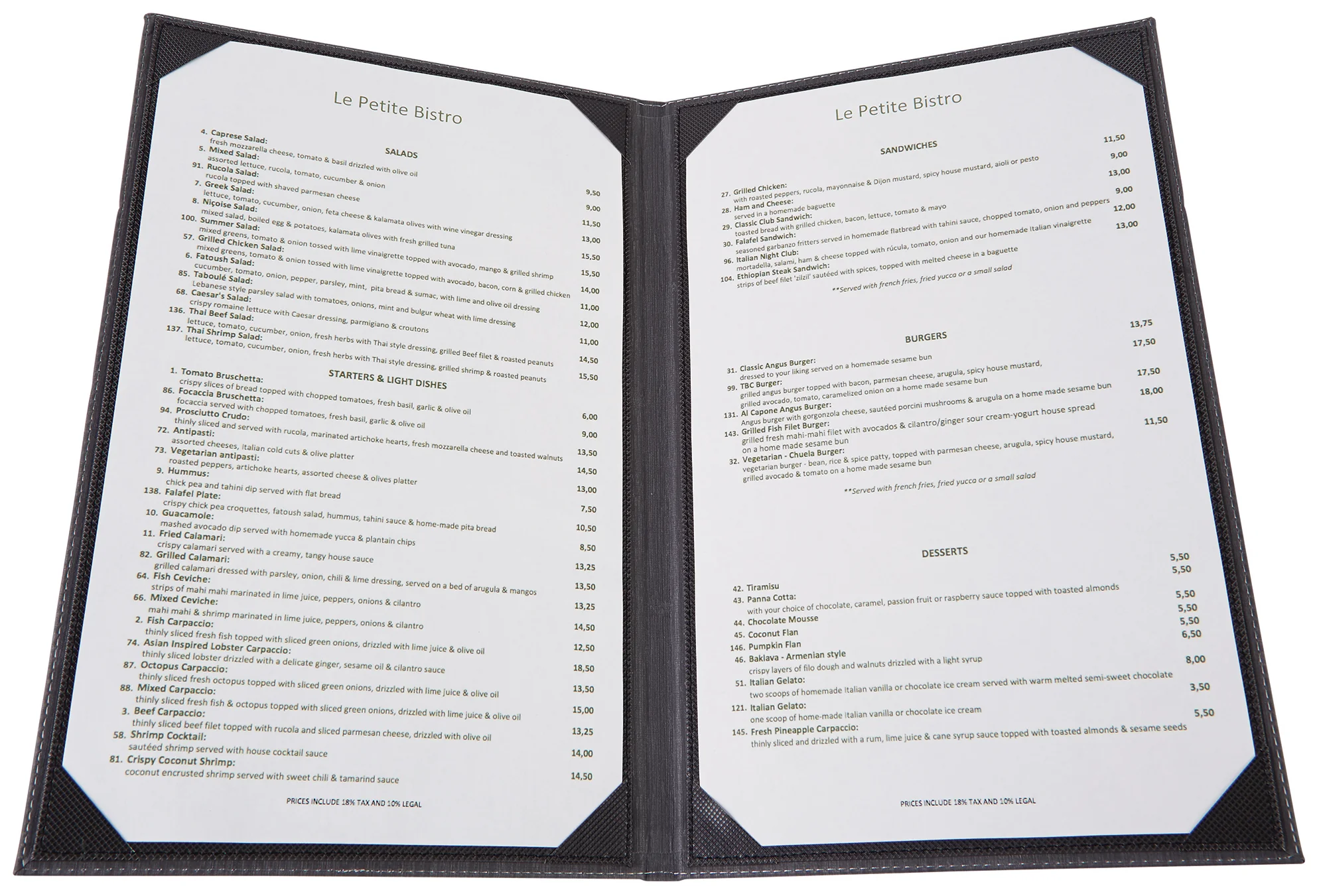 Winco LMD-811GY 8-1/2 Inch Letter Size Menu Cover Double Gray Leather-like - Image 4