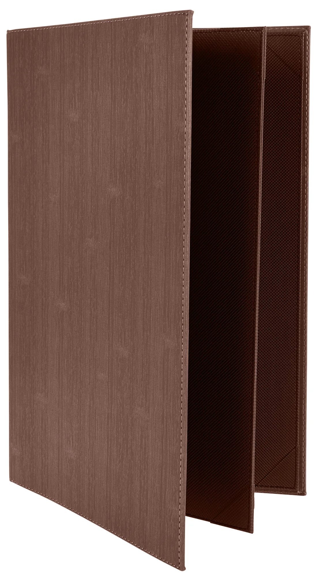 Winco LMF-811BN Letter Size Menu Cover Four View Leather-like Brown - Image 3