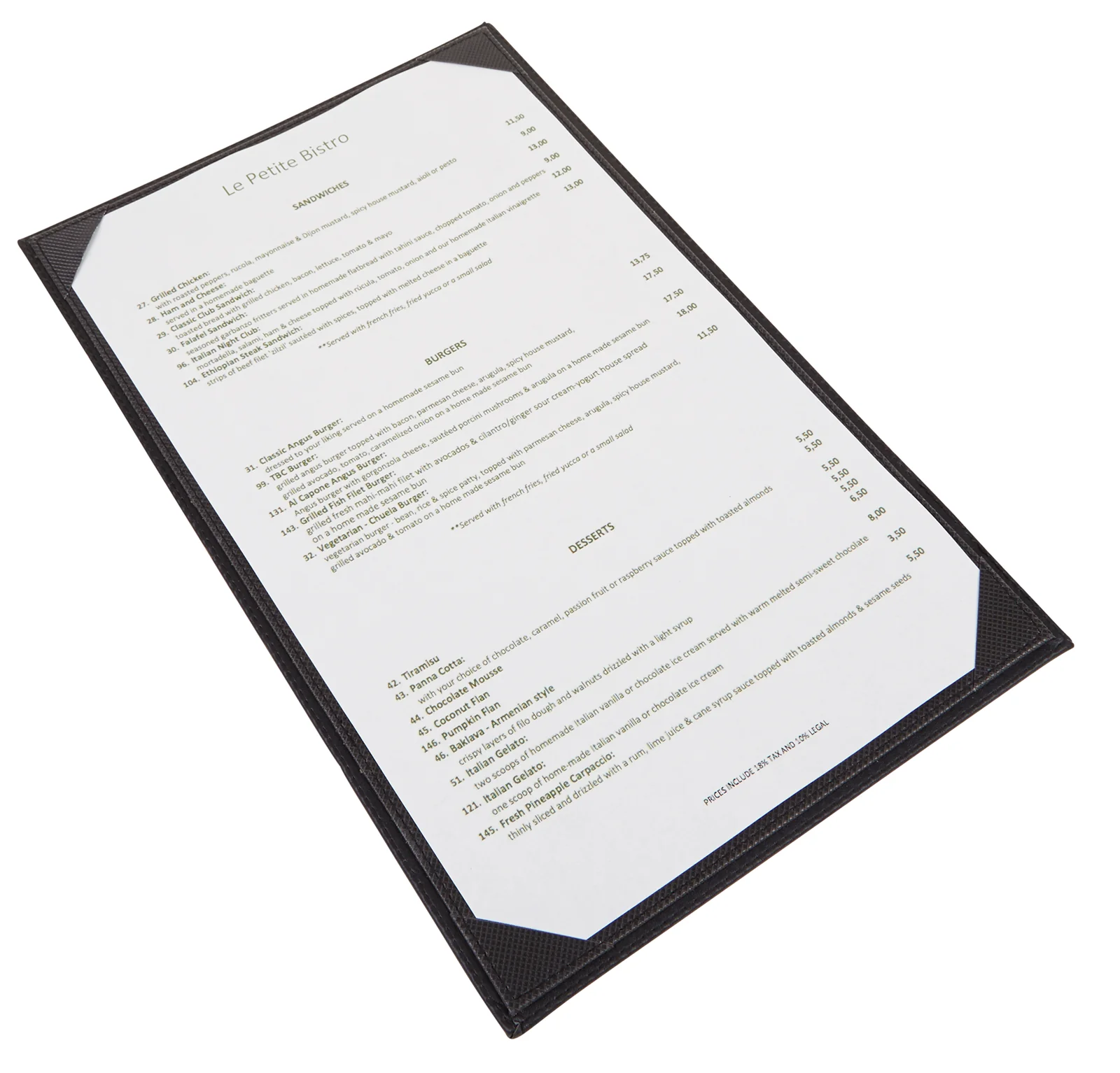 Winco LMS-814GY Legal Size Menu Cover Single Leather-like Gray with Corners - Image 3