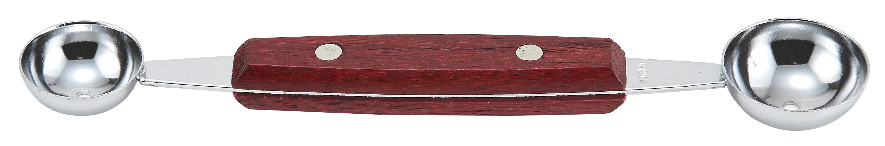 Winco MB-1 Double Melon Baller 26mm and 30mm Bowls with Wood Handle - Image 2