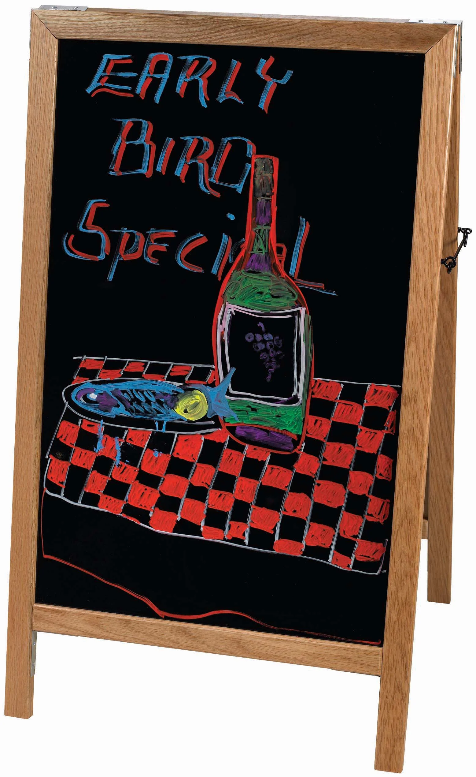 Winco MBAF-5 26-1/4 Inch Black Sidewalk Marker Board Dual-sided Wood Frame - Image 2