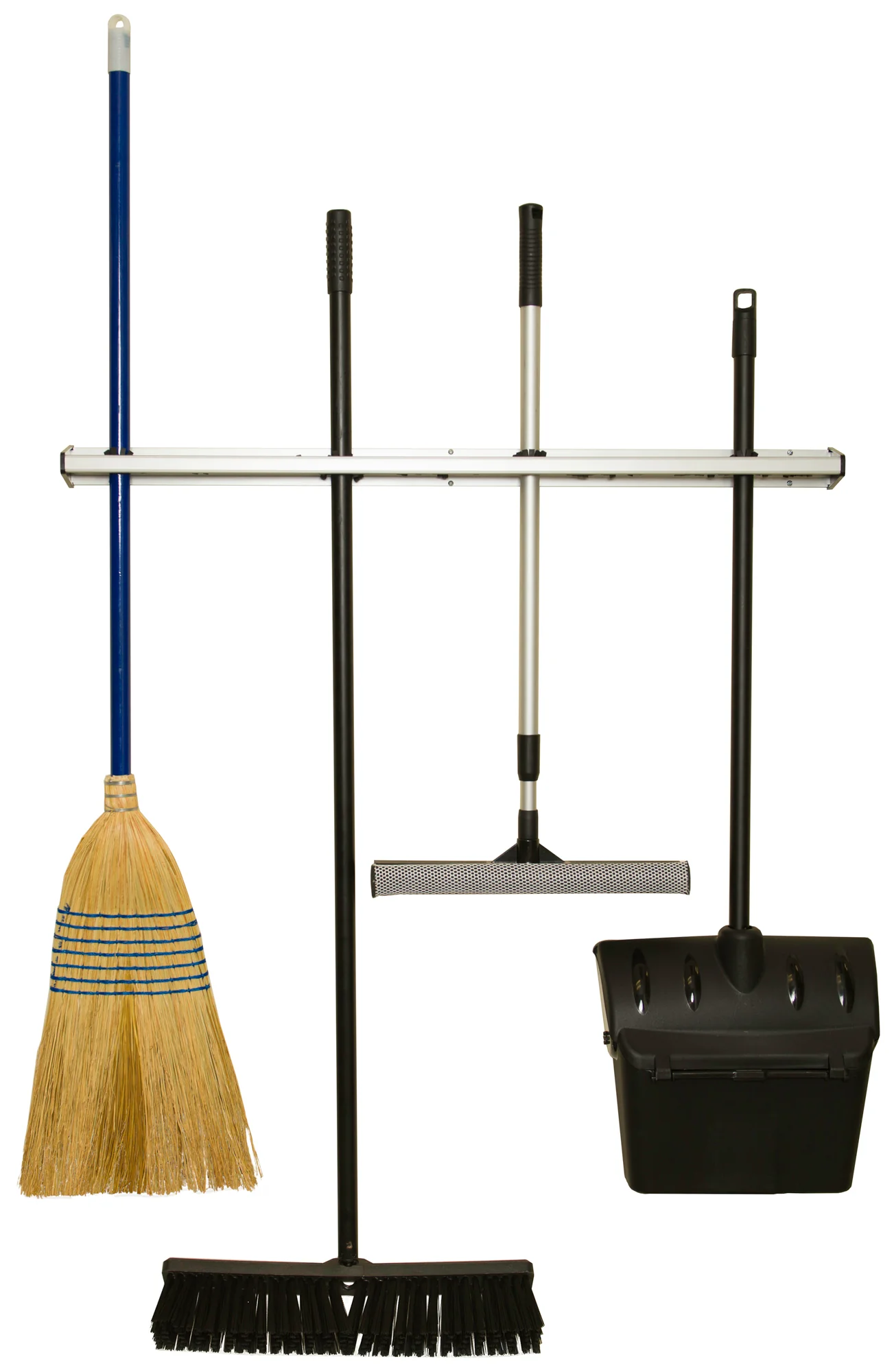 Winco MHH-24 24 Inch Mop Broom Holder with Rubber Bristles Aluminum - Image 3