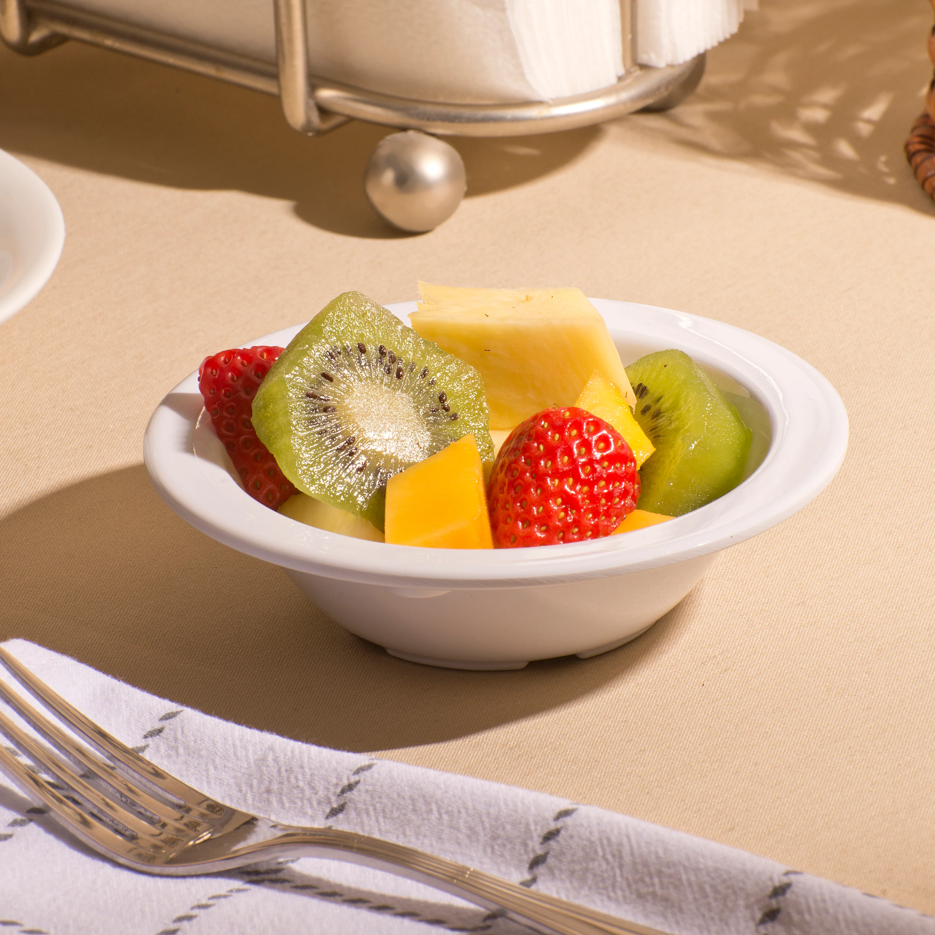 Winco MMB-5W 5 Oz Fruit Bowl Round Dishwasher Safe White Melamine - Image 2