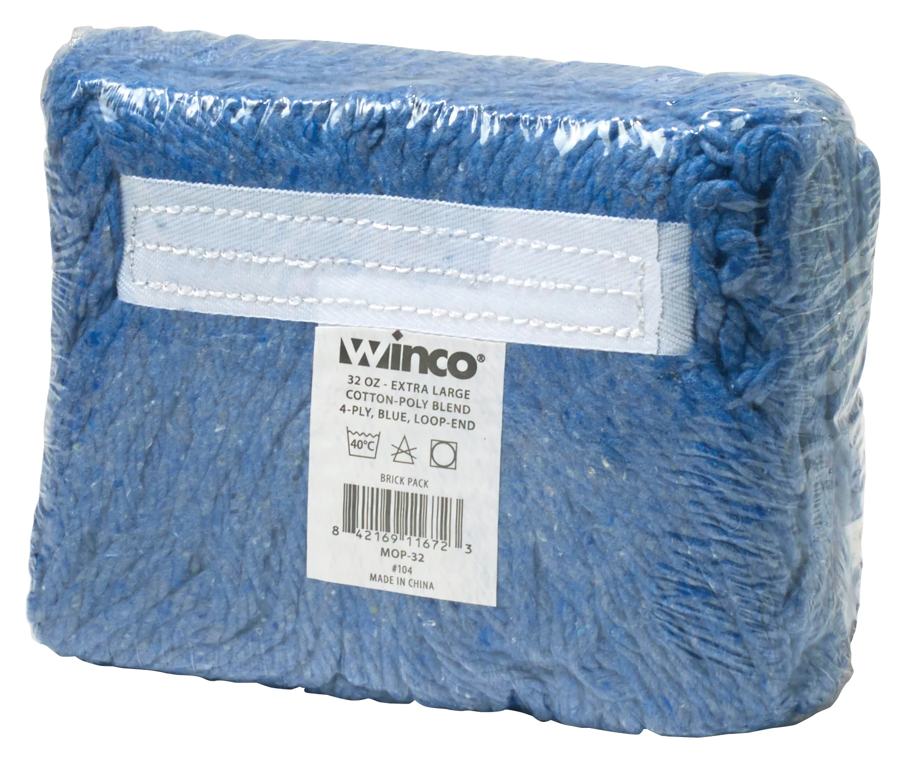 Commercial Wet Mop Head - Winco MOP-32 32 oz Loop-End Cotton/Poly Blend - Image 4