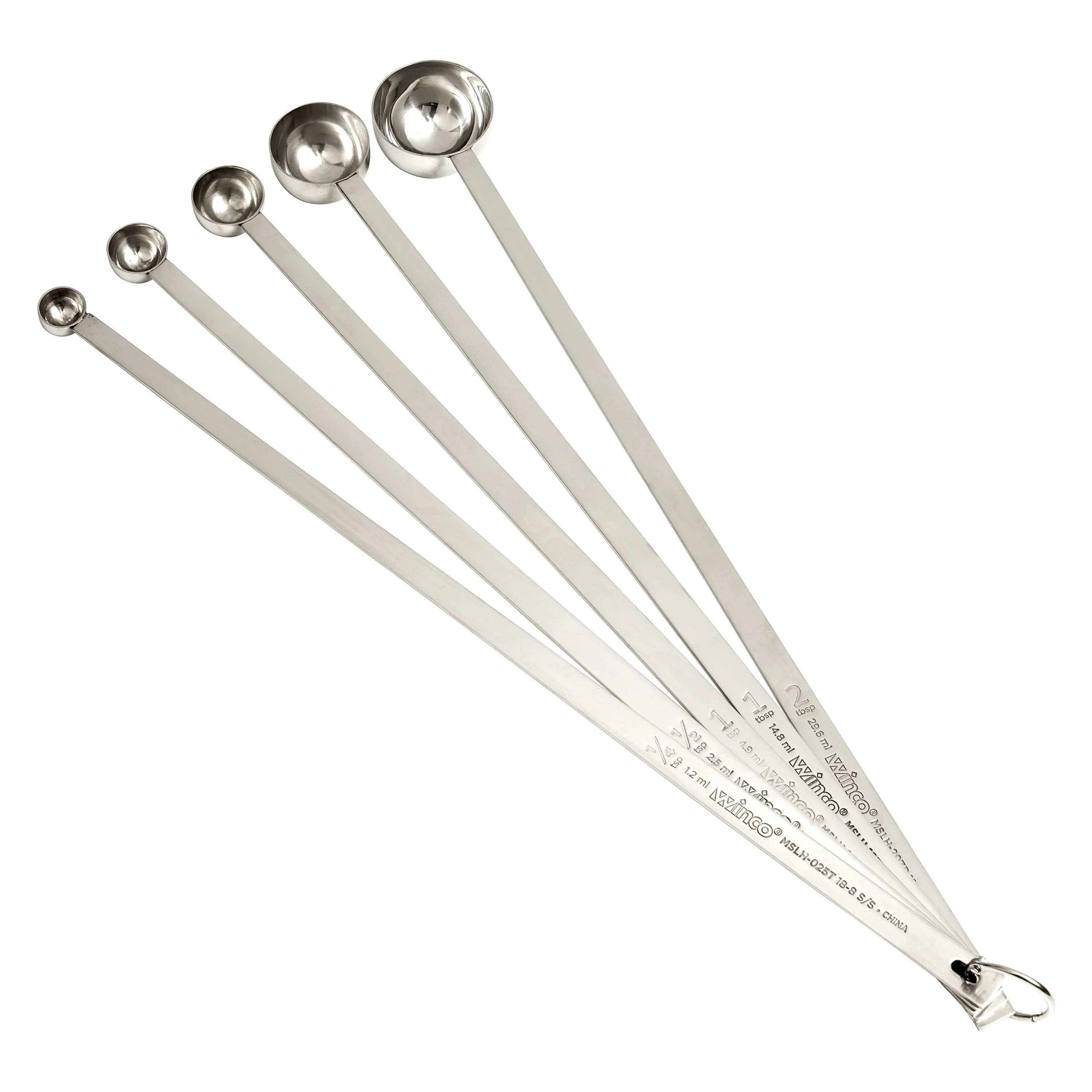 Winco MSLH-5P Measuring Spoon Set 5-Piece with Long Handles Stainless Steel - Image 2