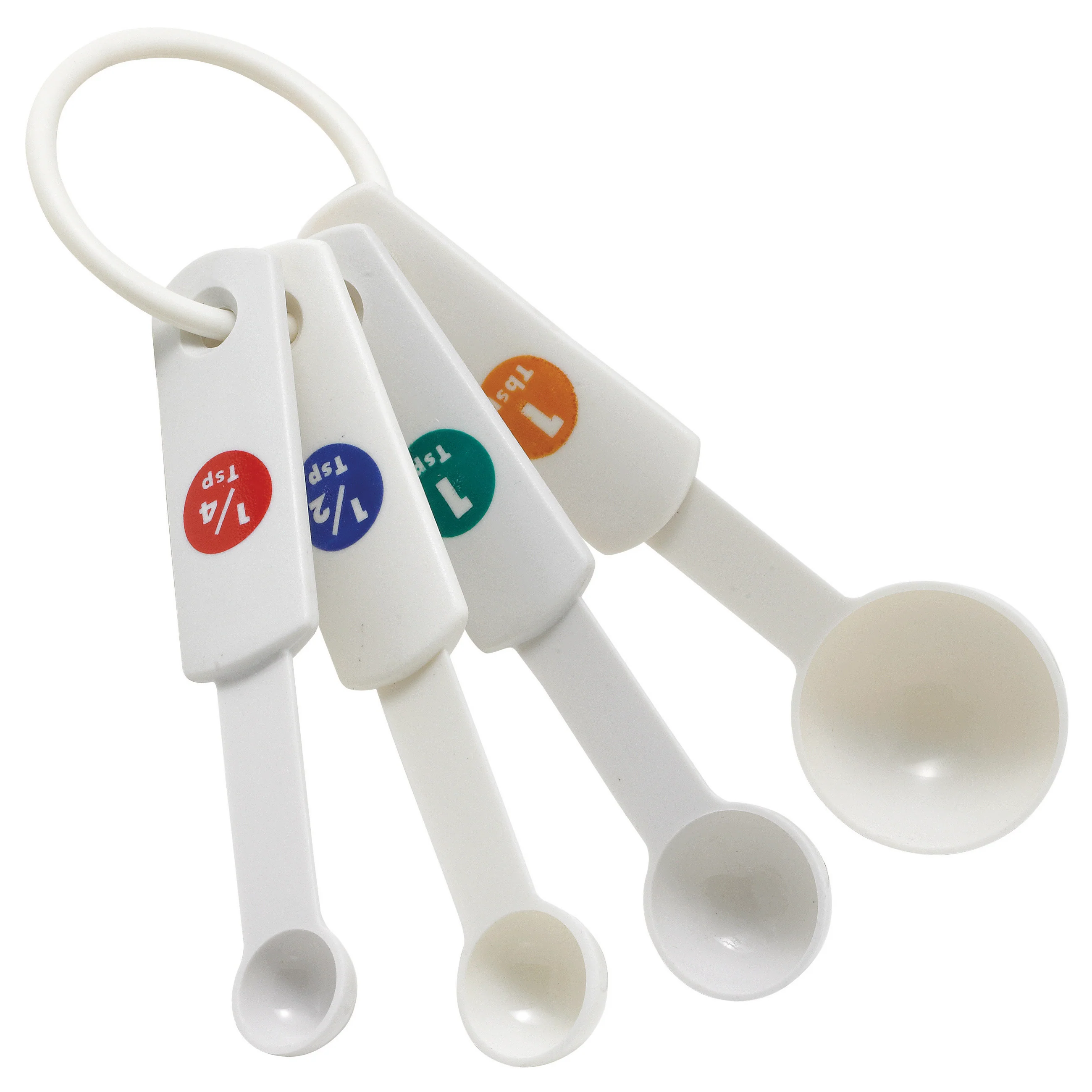 Winco MSPP-4 Measuring Spoons 4-piece Set 1/4 to 1 tablespoon Plastic White - Image 2