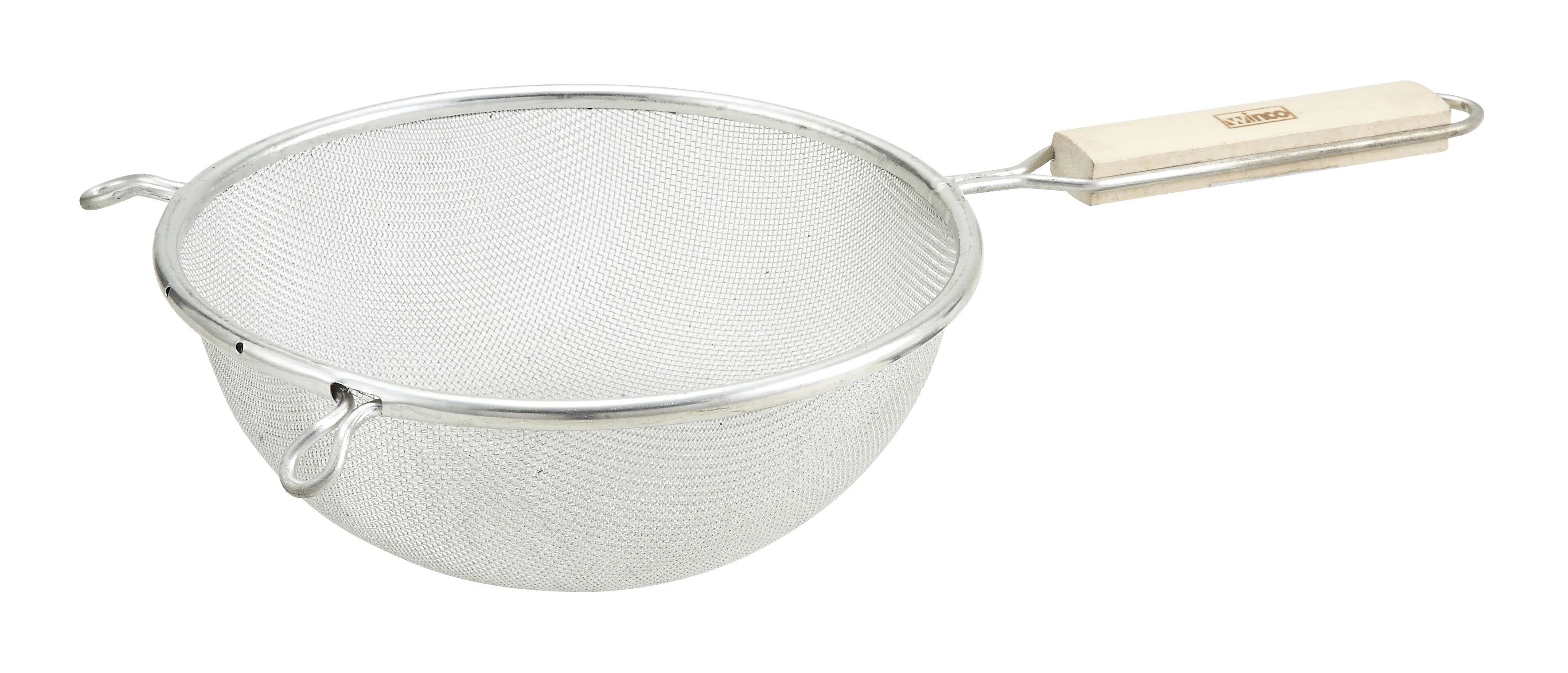 Winco MSTF-10S 10-1/4 Inch Diameter Fine Mesh Strainer with Wood Handle - Image 2