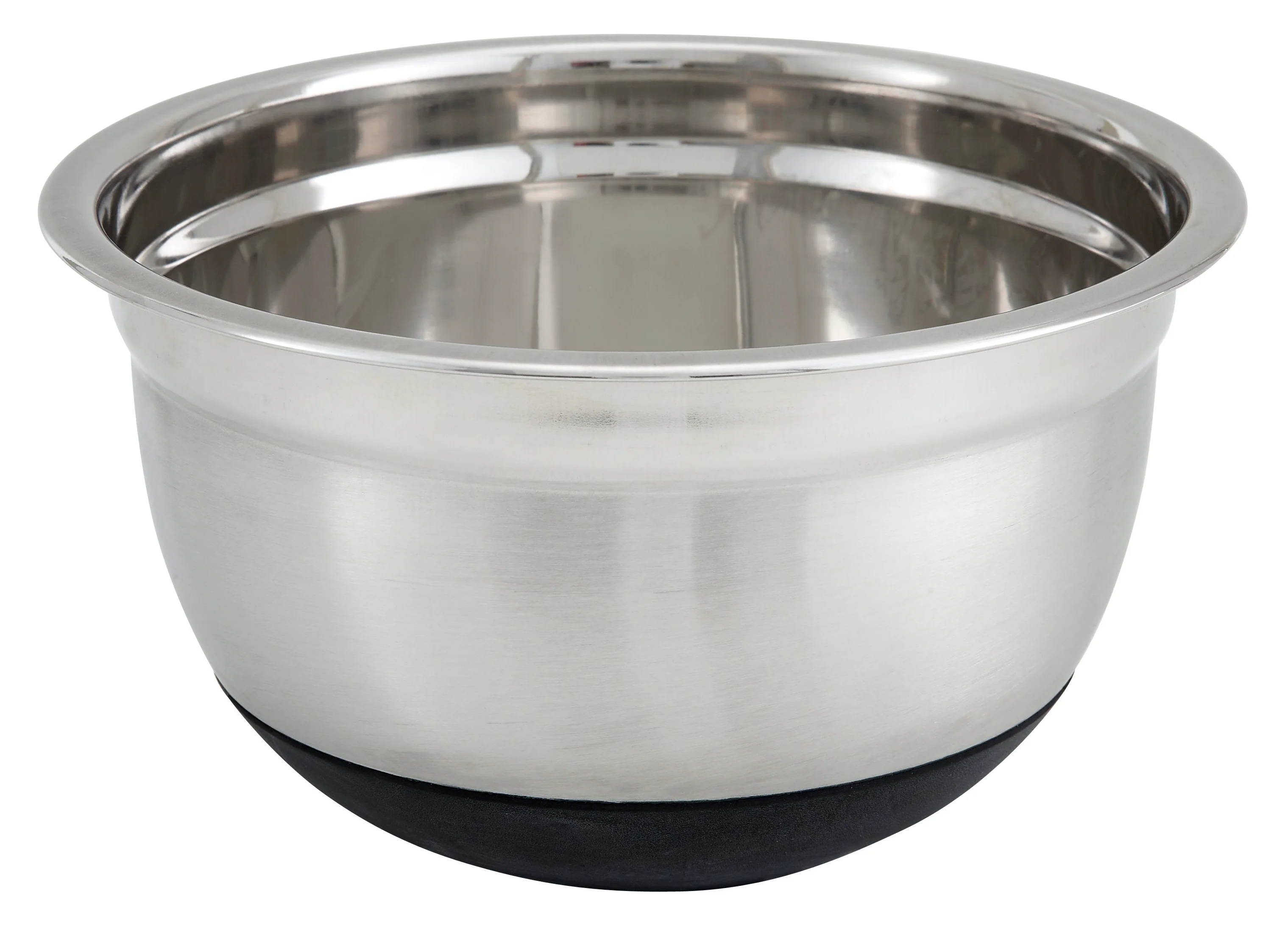 Winco MXRU-500 5 Quart German Mixing Bowl with Black Non-Slip Base Stainless Steel Mirror Finish - Image 2