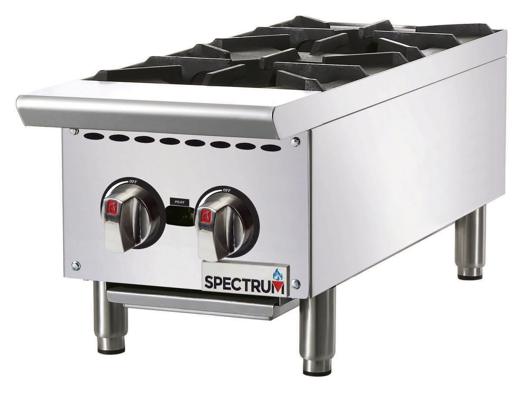 Winco NGHP-2 12 Inch Gas Hotplate with Two 25000 BTU Burners - Countertop