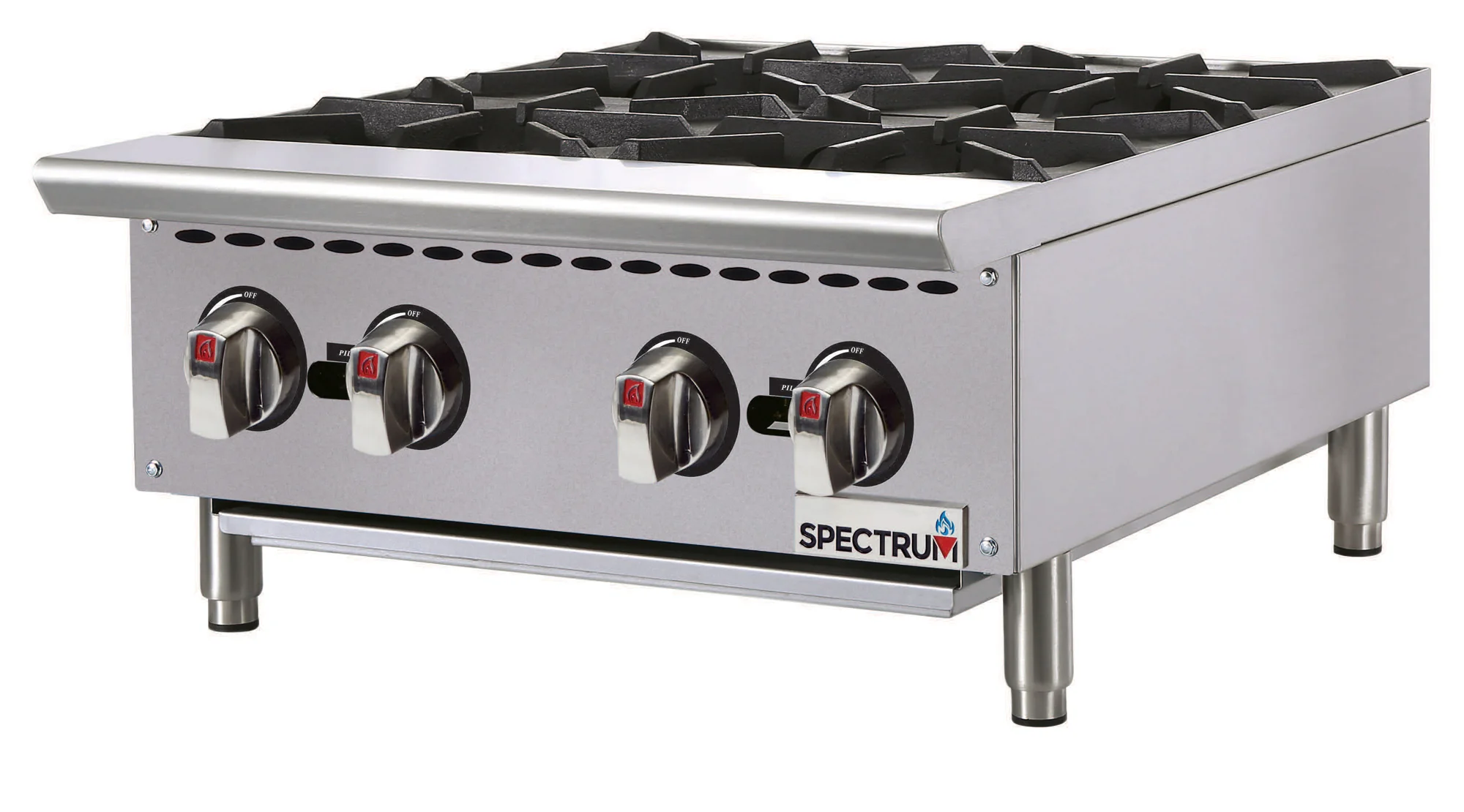 Winco NGHP-4 24 Inch Gas Hotplate with 4 Burners 25000 BTU - Countertop - Image 2