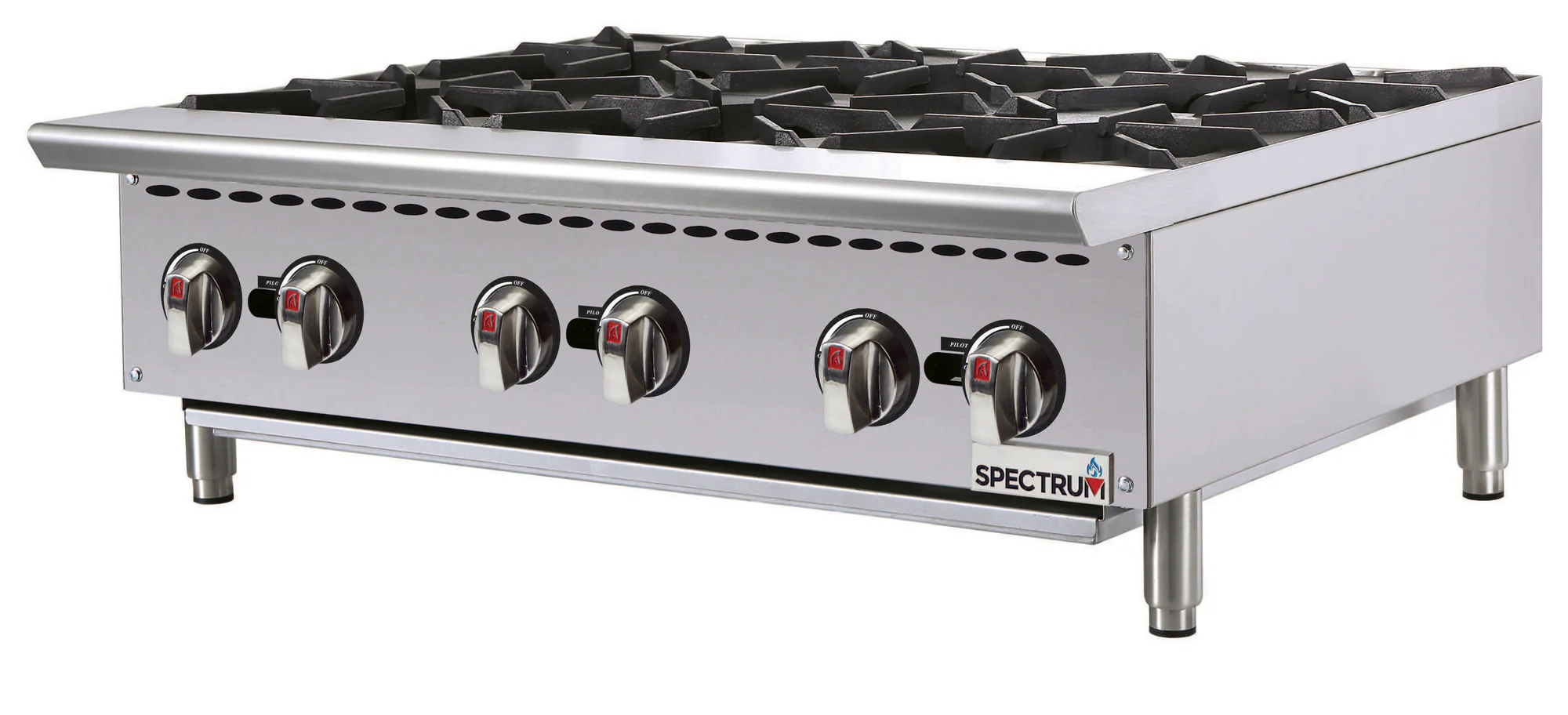 Winco NGHP-6 36 Inch Hotplate Gas Countertop with 6 Burners 150000 BTU - Image 2