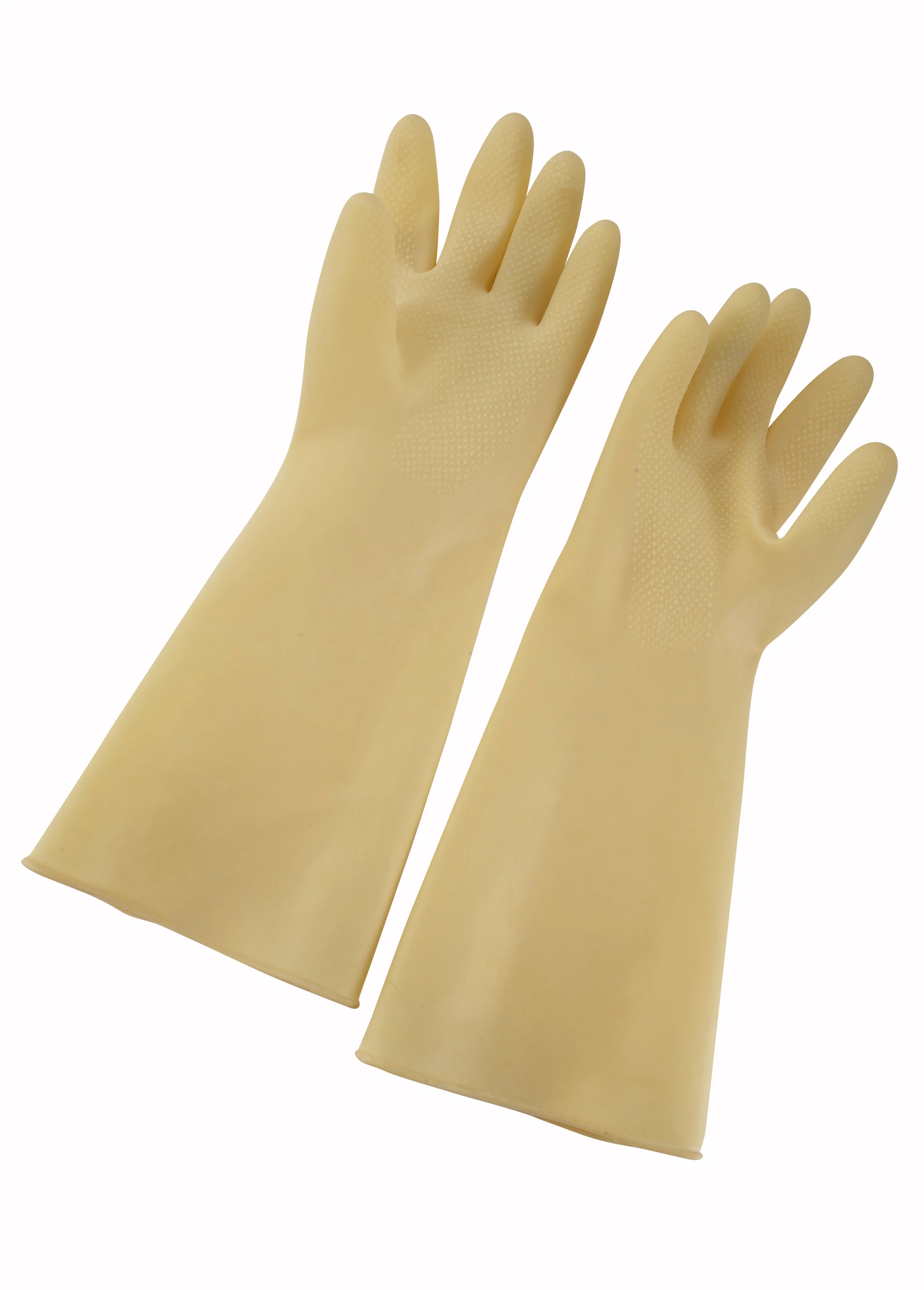 Winco NLG-916 Medium Gloves Yellow Natural Latex for Cleaning and Dishwashing - Image 2