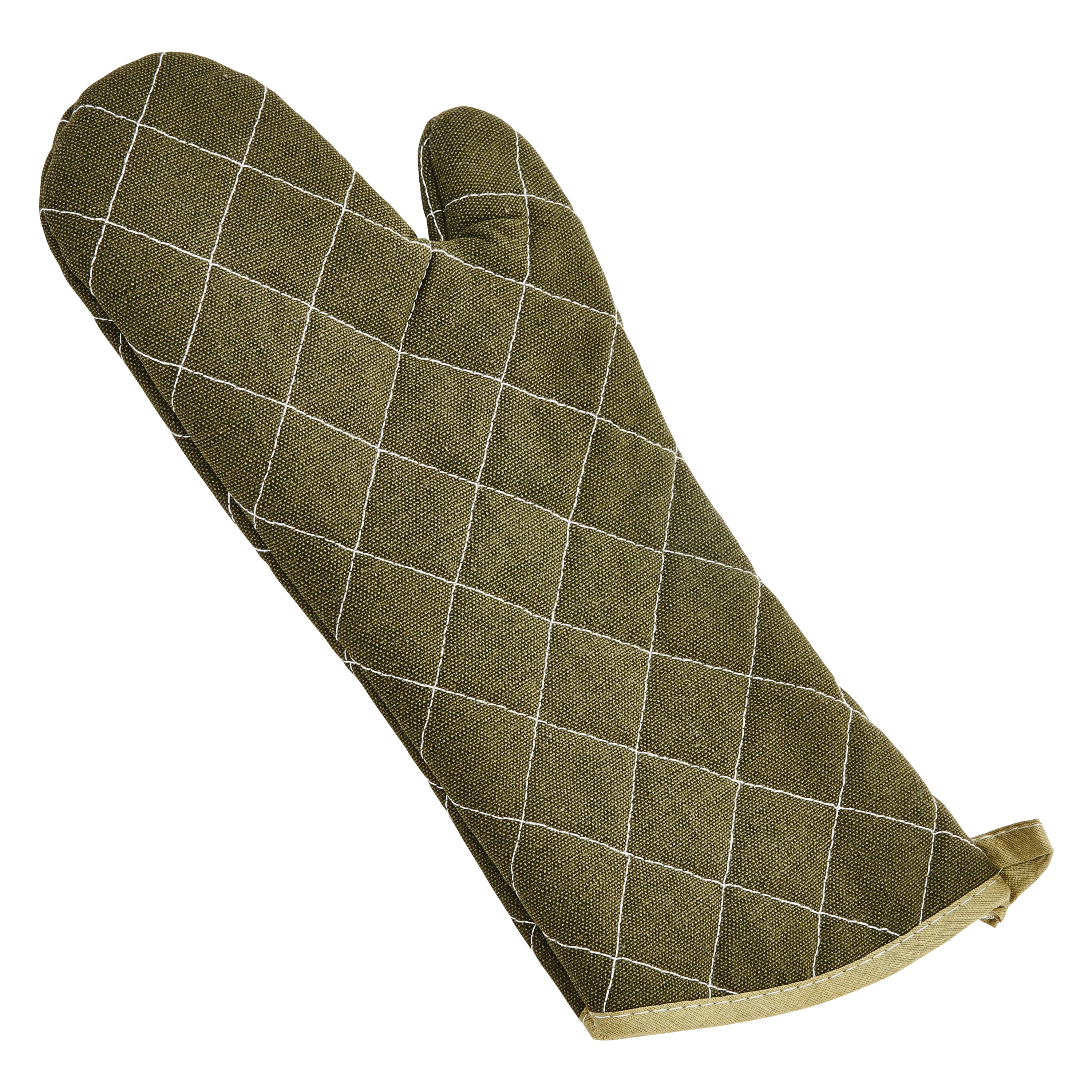 Winco OMF-15 15 Inch Oven Mitt Flame Resistant Cotton Green - Image 2