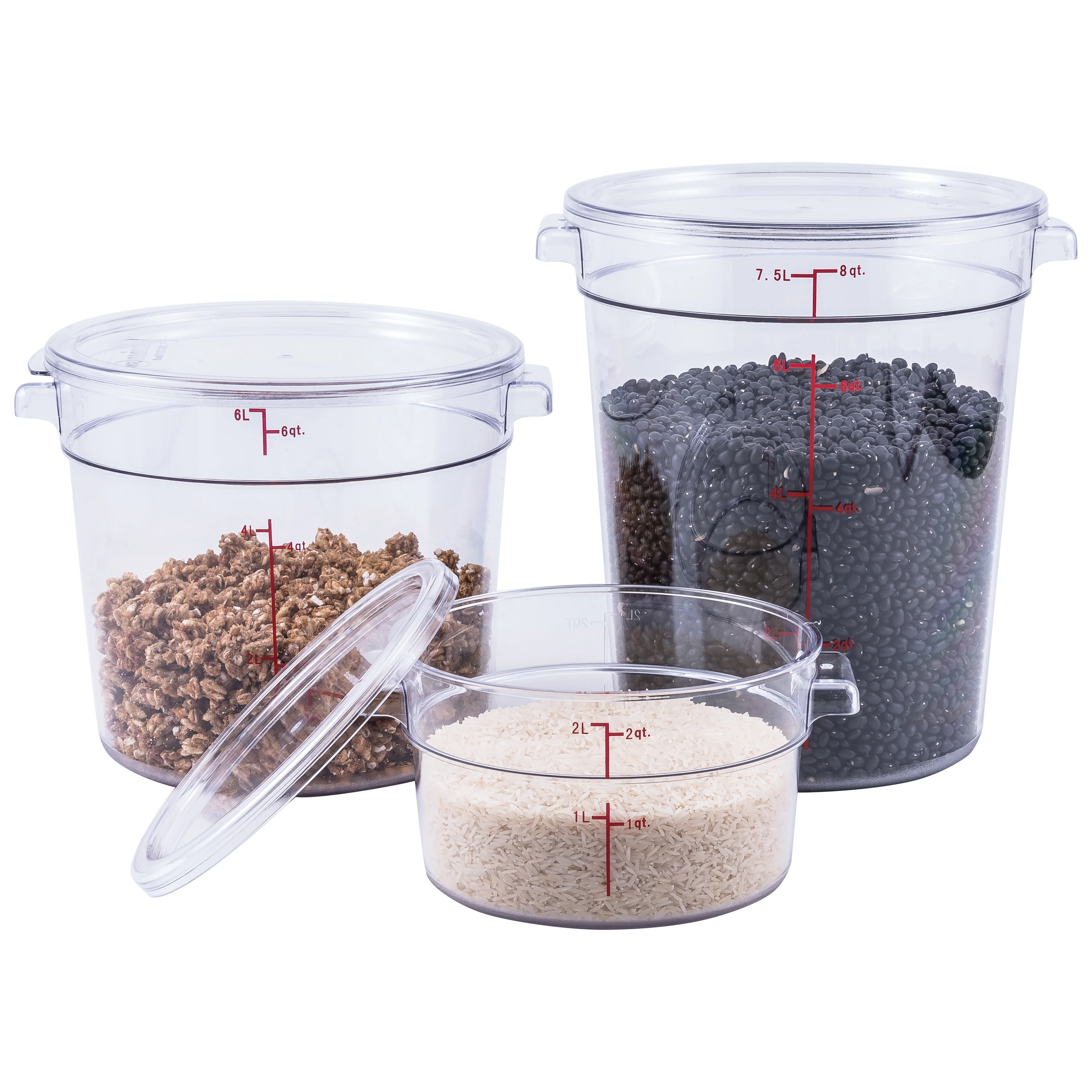 Winco PCRC-2 2 Quarts Round Stackable Food Storage Container Polycarbonate Clear - Image 3