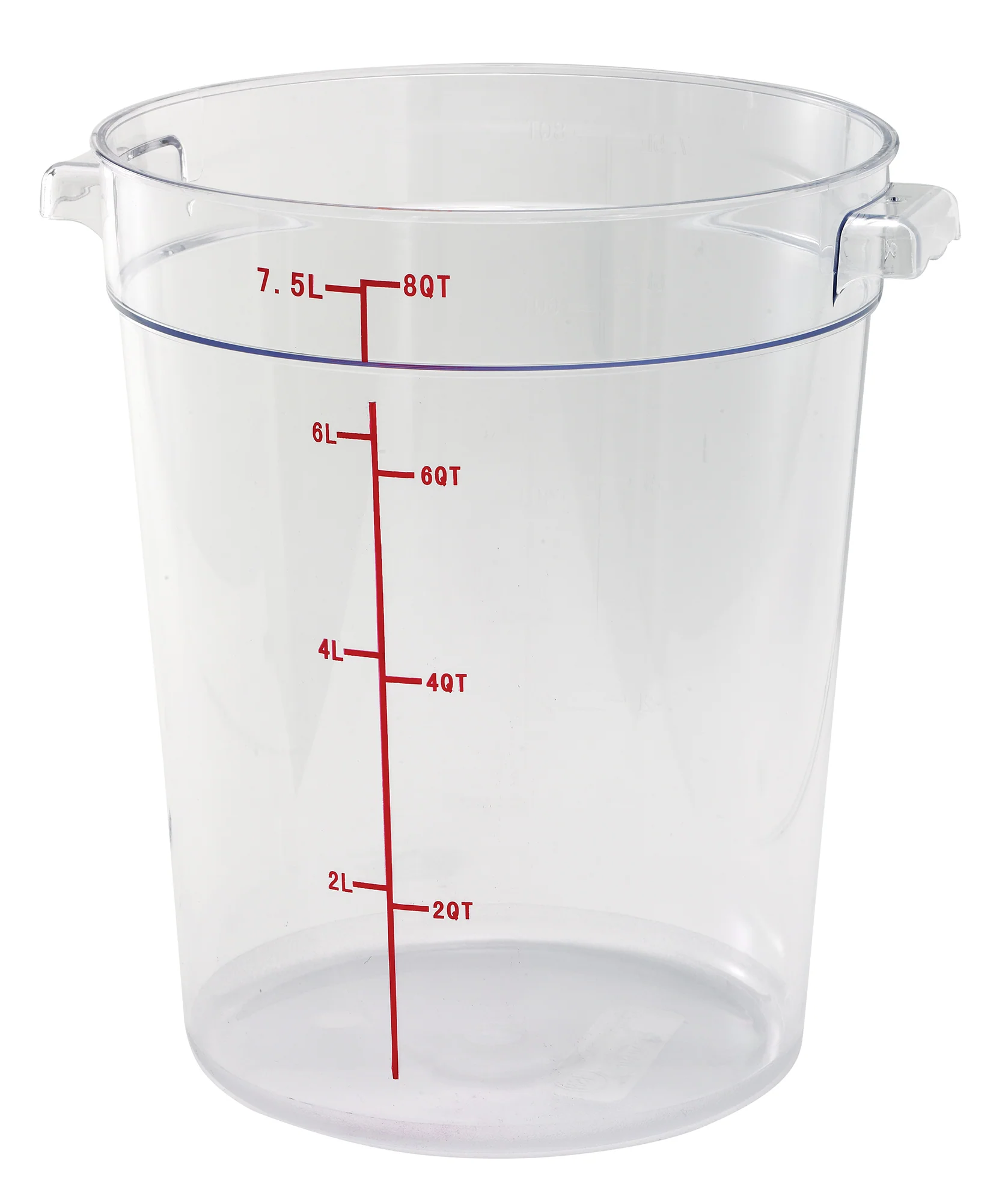 Winco PCRC-8 8 Quart Clear Round Food Storage Container Polycarbonate with Handles - Image 3