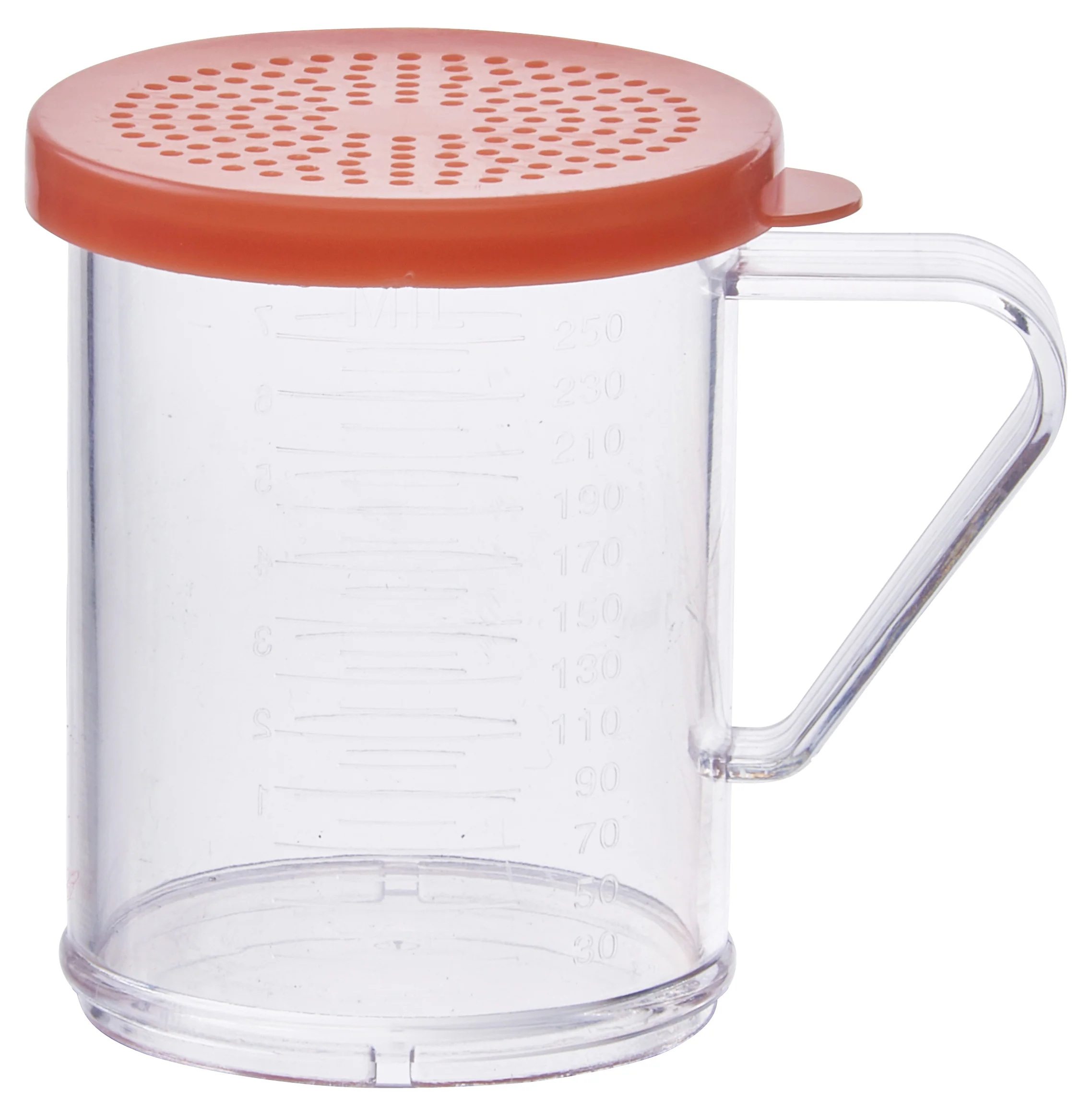 Winco PDG-10R 10 Oz Shaker Dredge With Handle Rose Lid Polycarbonate Clear - Image 2