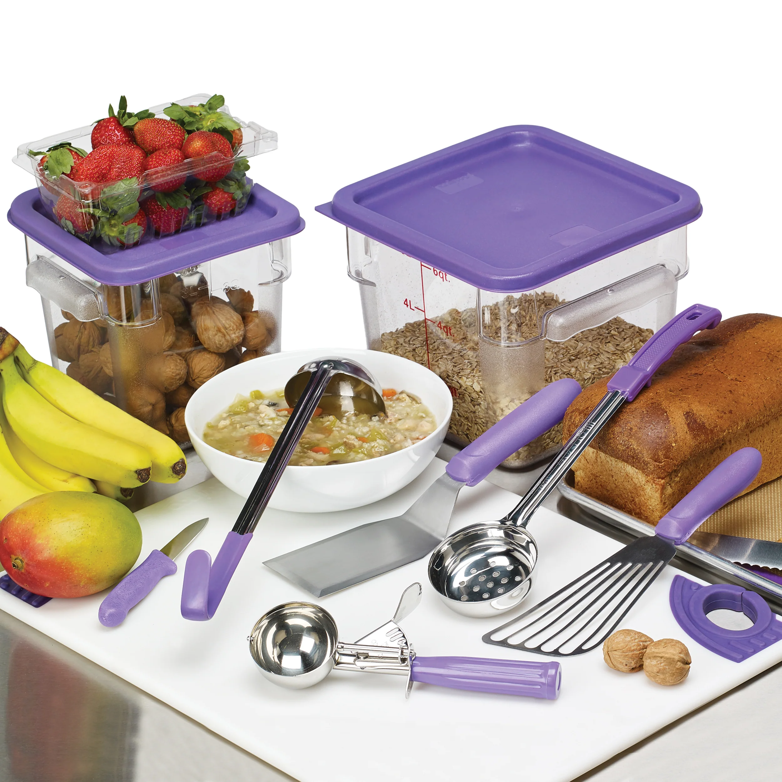 Winco PECC-128P 11 Inch Container Cover for 12 to 22 Quart Square Food Storage Polyethylene Purple - Image 3