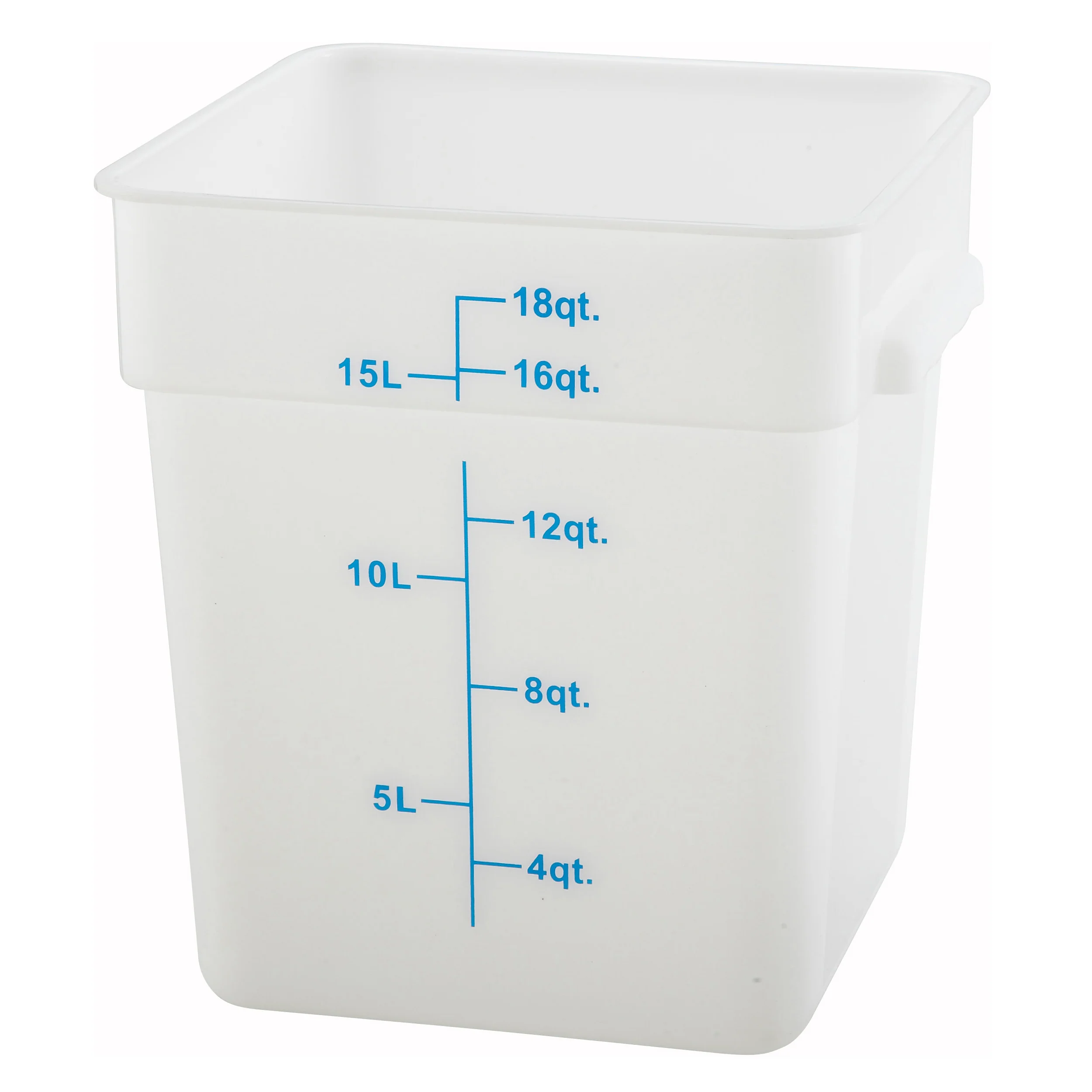 Winco PESC-18 18 Quart Square Storage Container with Built-In Handles Polypropylene White - Image 3