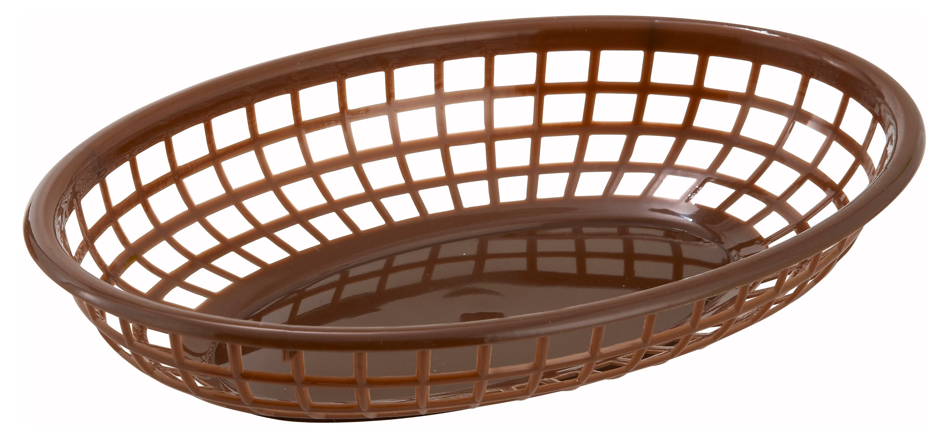 Winco PFB-10B 9-1/2 Inch Oval Fast Food Basket Microwave Safe Brown Plastic - Image 2