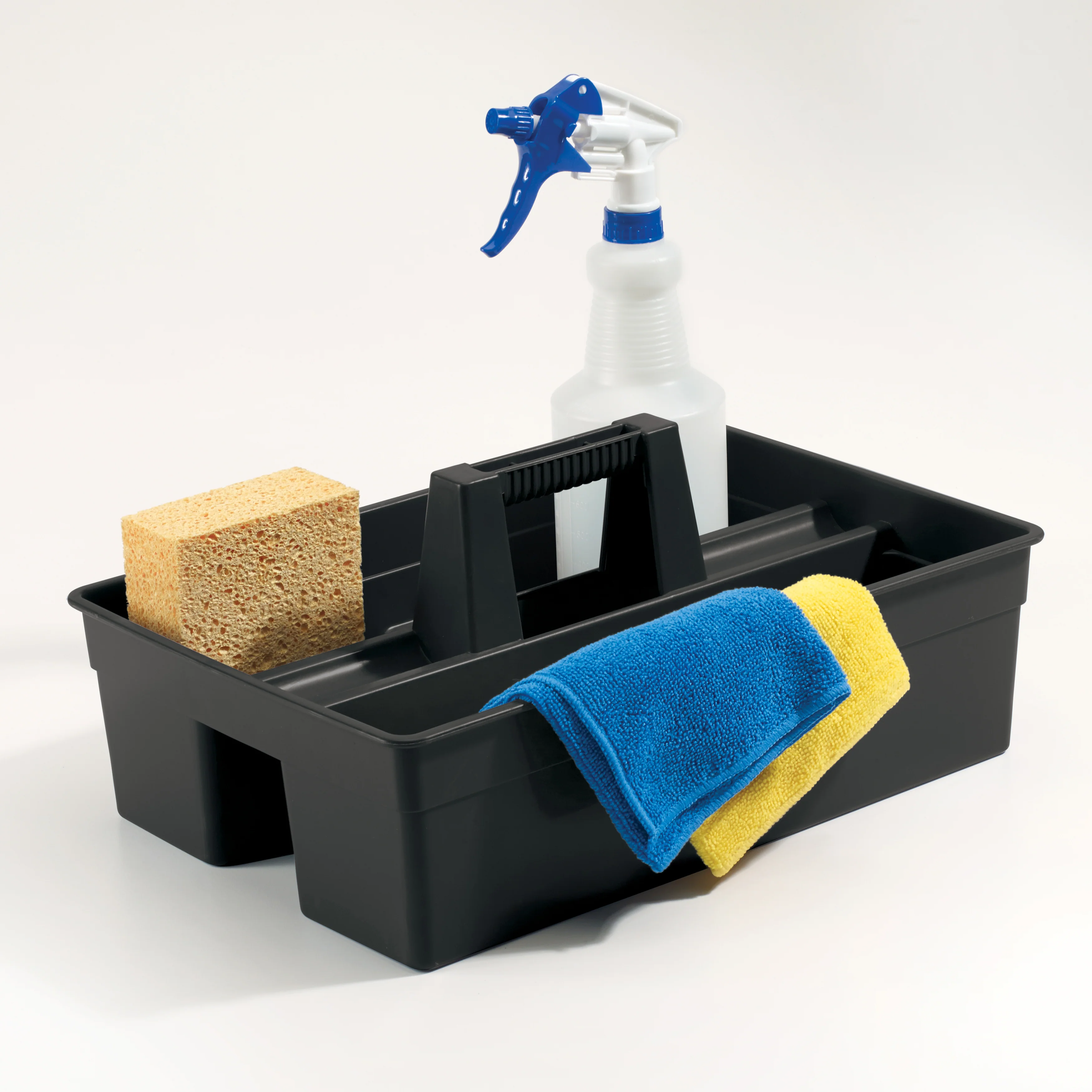 Winco PJC-1511K 15 Inch Janitorial Caddy Black HDPE with 3 Compartment - Image 3