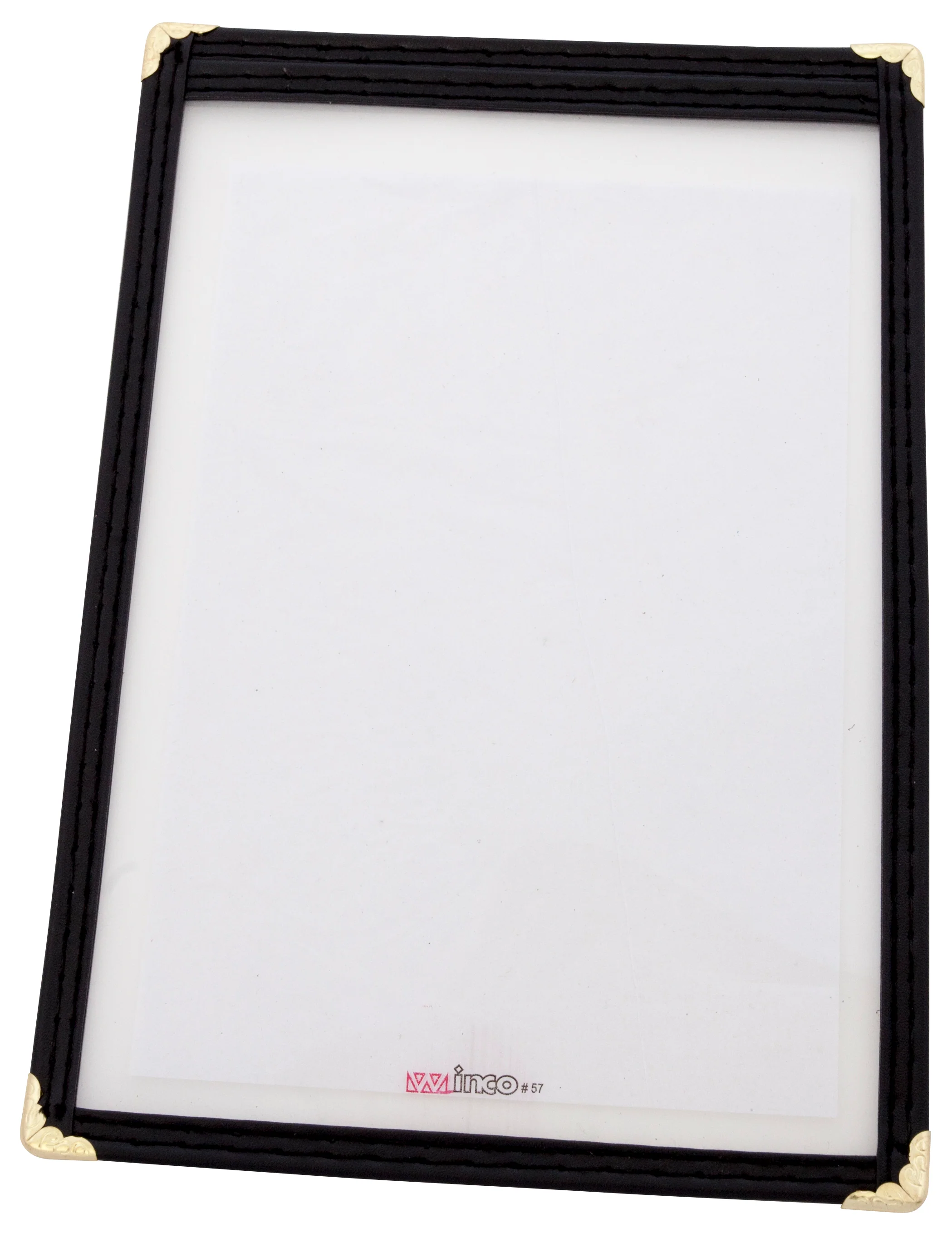 Winco PMC-5K 6-3/8 Inch Black Plastic Menu Cover with Double Stitched Edging - Image 2