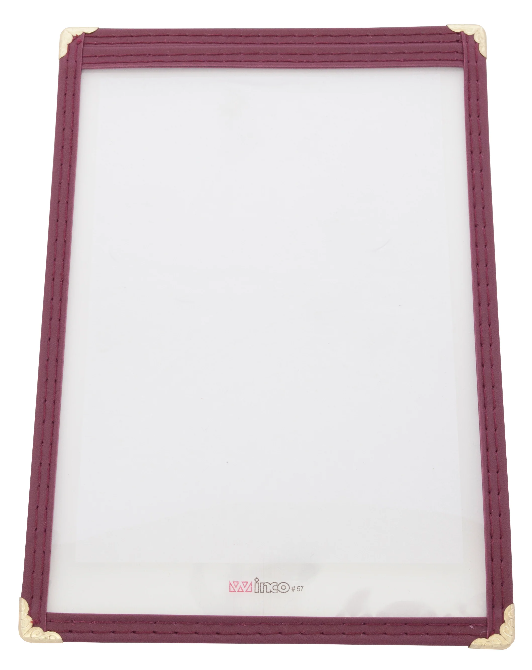 Winco PMC-5U 6-3/8 Inch Menu Cover Single with Double Stitched Edging Plastic Burgundy - Image 2