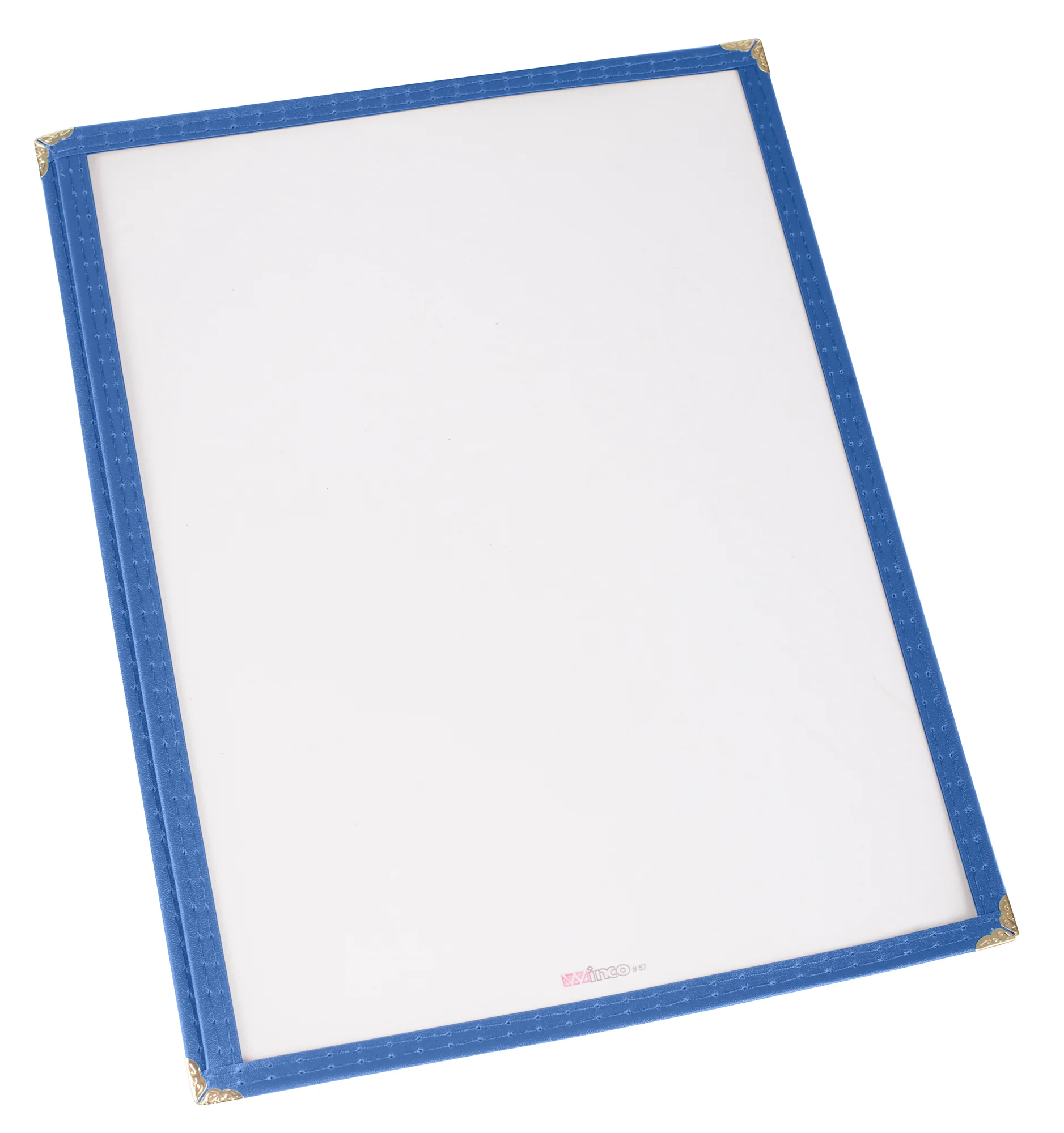 Winco PMC-9B 9-3/8 Inch Menu Cover Single Plastic Blue with Double Stitched Edging - Image 3