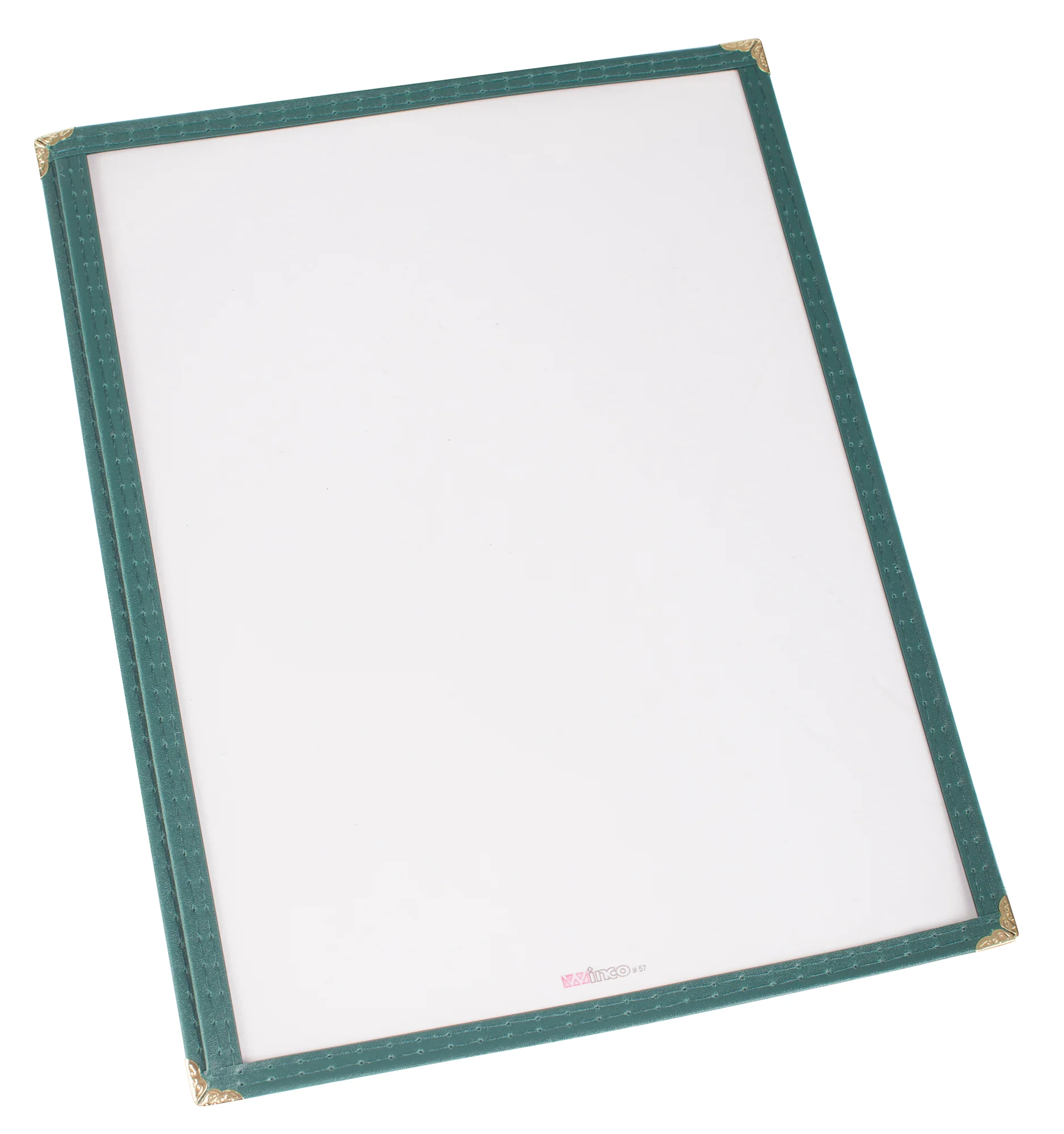 Winco PMC-9G 9-3/8 Inch Menu Cover Plastic Single Green with Double Stitched Edging - Image 3