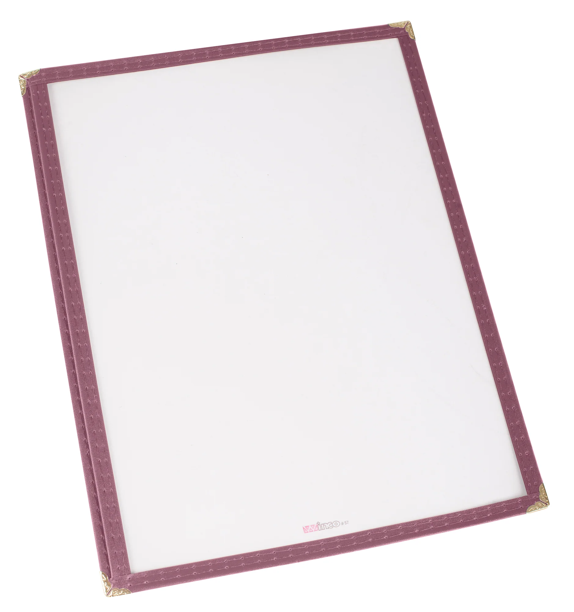 Winco PMC-9U 9-3/8 Inch Single Menu Cover Plastic Burgundy Finish with Double Stitching - Image 3
