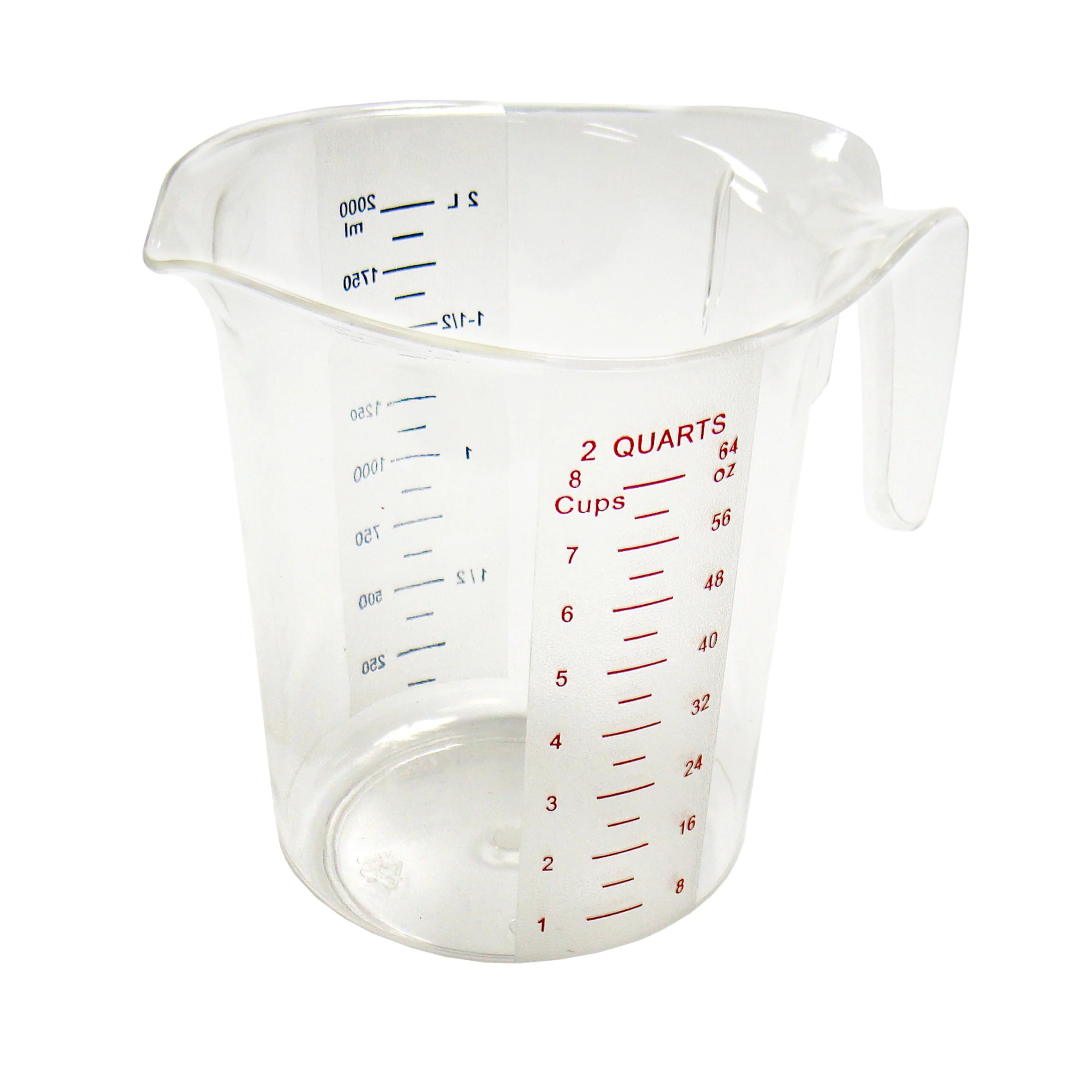 Winco PMCP-200 2 Qt Measuring Cup Heat Resistant Polycarbonate Red Blue - Image 2
