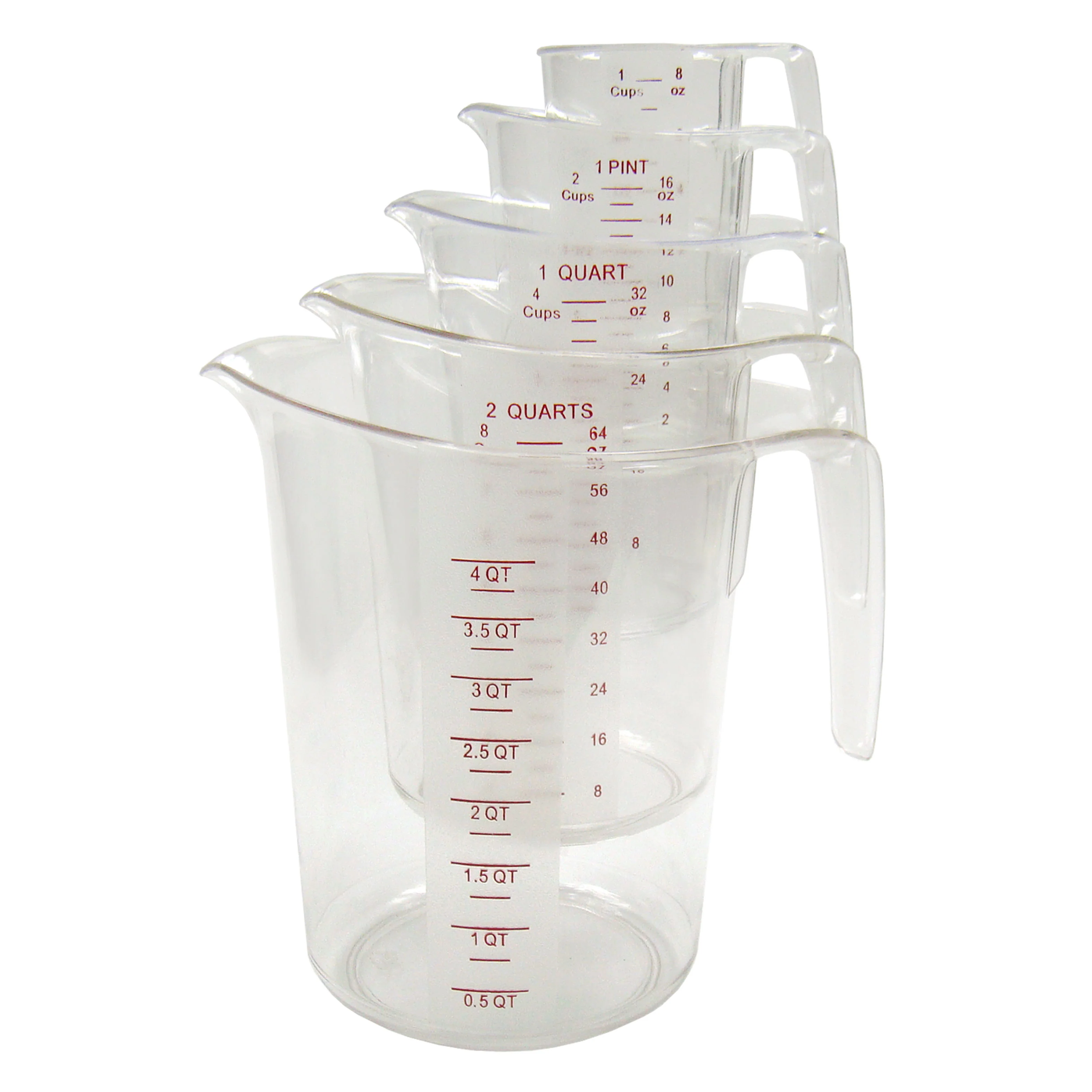 Winco PMCP-5SET Measuring Cup Set 1 to 4 Quarts Plastic Stackable - Image 2