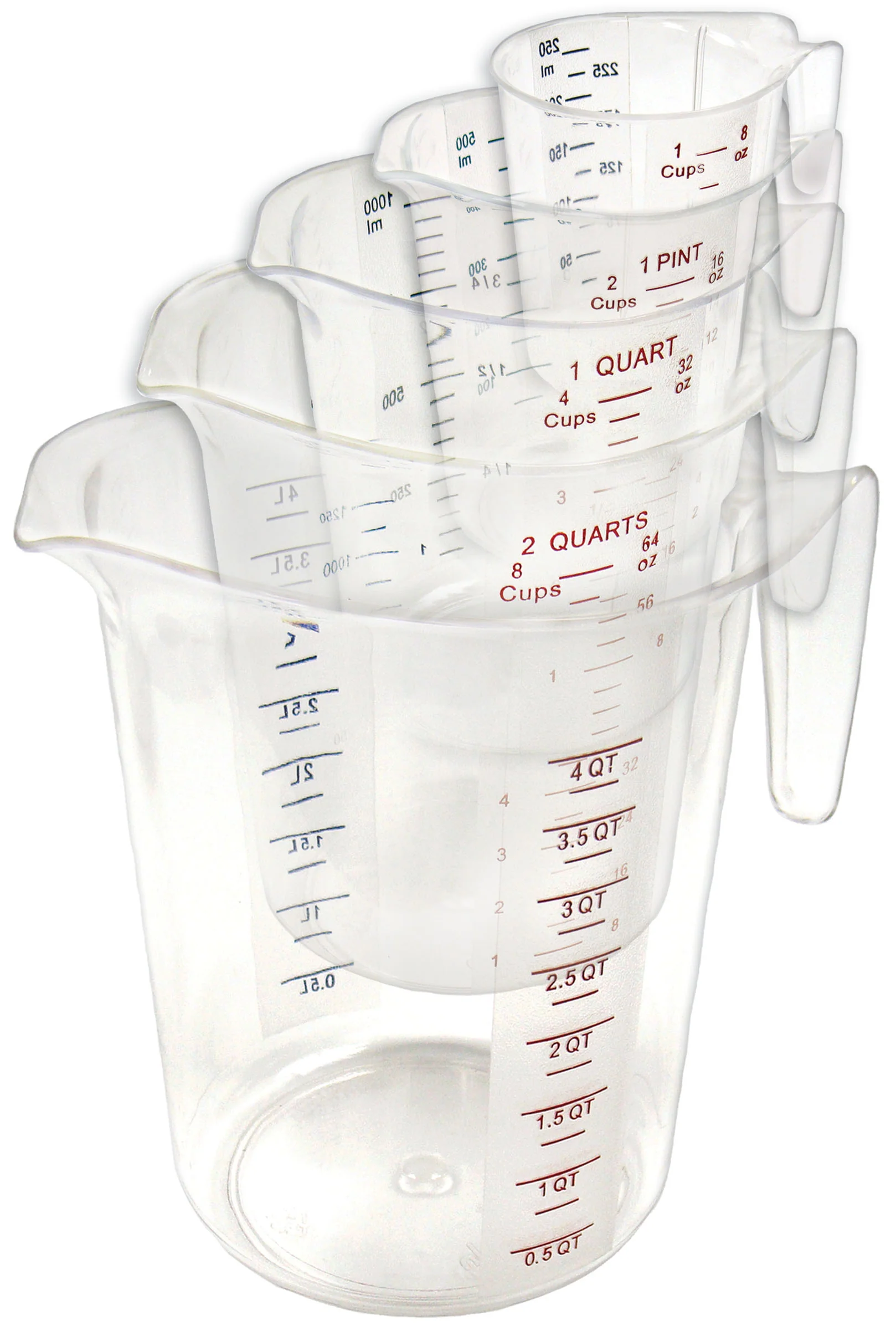 Winco PMCP-5SET Measuring Cup Set 1 to 4 Quarts Plastic Stackable - Image 5