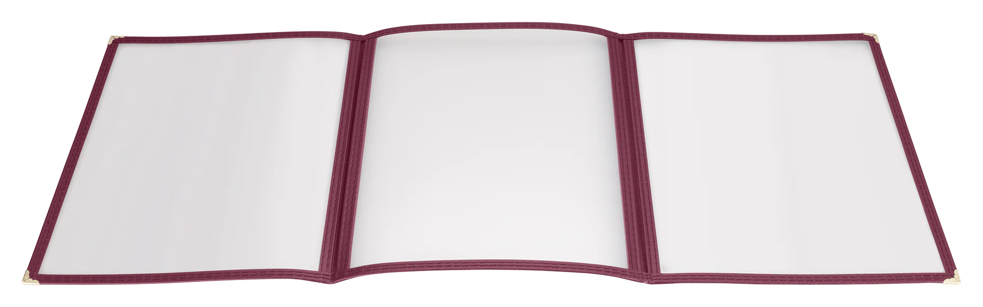Winco PMCT-9U Overall 9-1/2 Inch Menu Cover Triple Fold Plastic Burgundy - Image 2