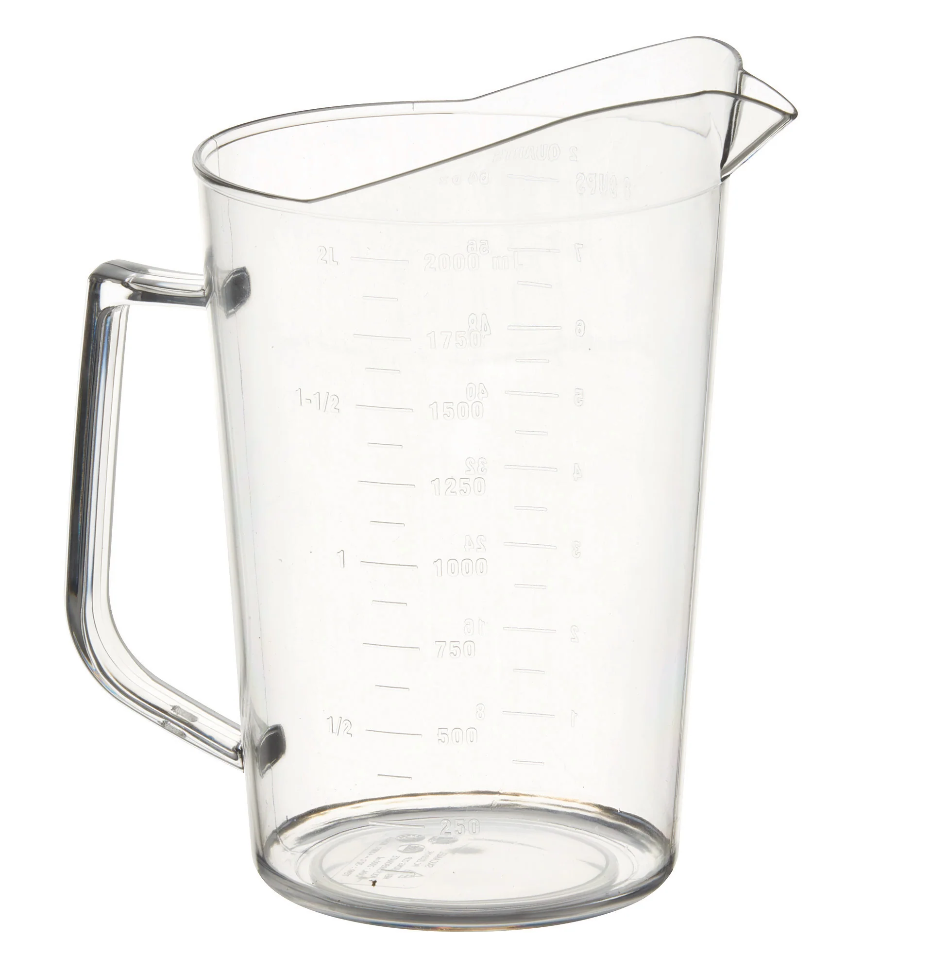 Winco PMU-200 2 Quart Measuring Cup with Raised Graduation Markings Polycarbonate Clear - Image 2